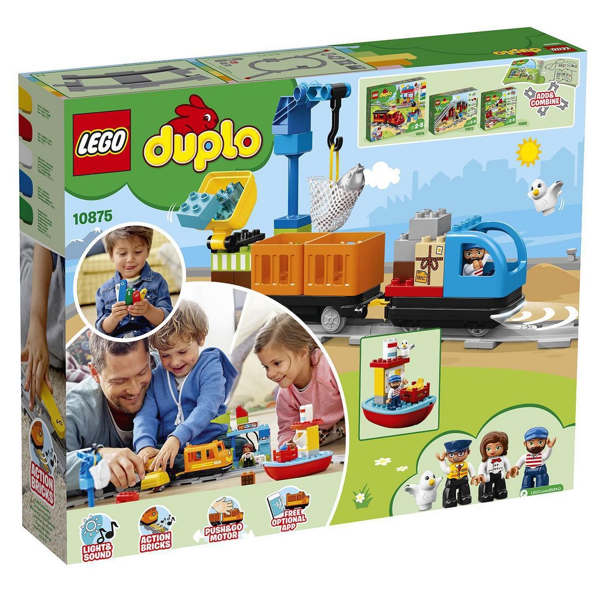 LEGO LEGO DUPLO 10875 Le Train de Marchandises, Jouet de Locomotive, avec Télécommande et Son