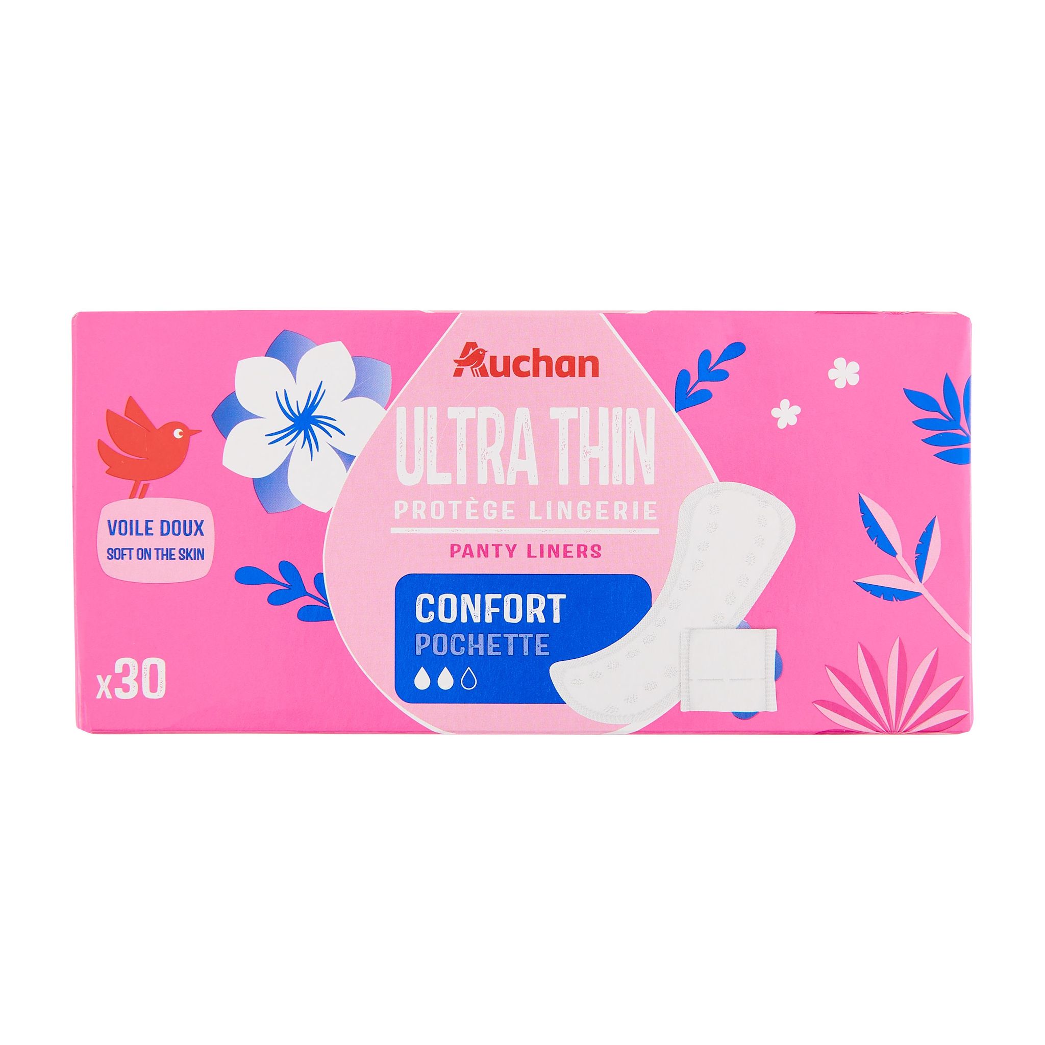 Voir la diapositive 6 : AUCHAN Protège-lingerie confort ultra mince 30 pièces