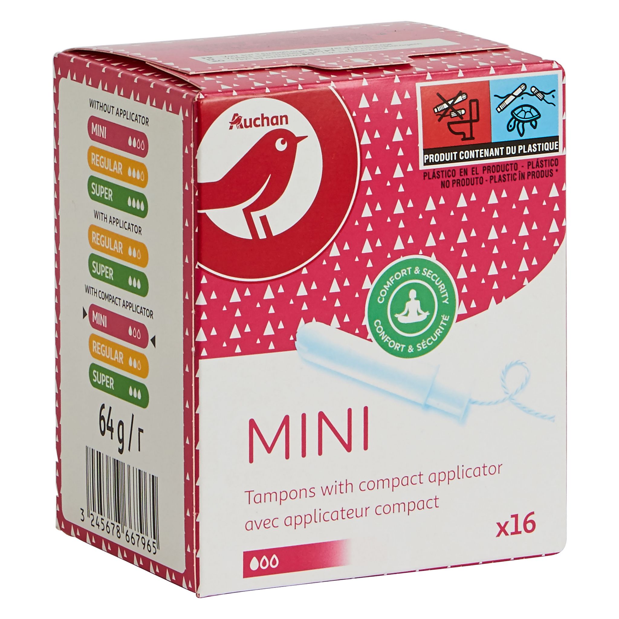 AUCHAN Tampons avec applicateur mini 16 tampons pas cher Auchan.fr