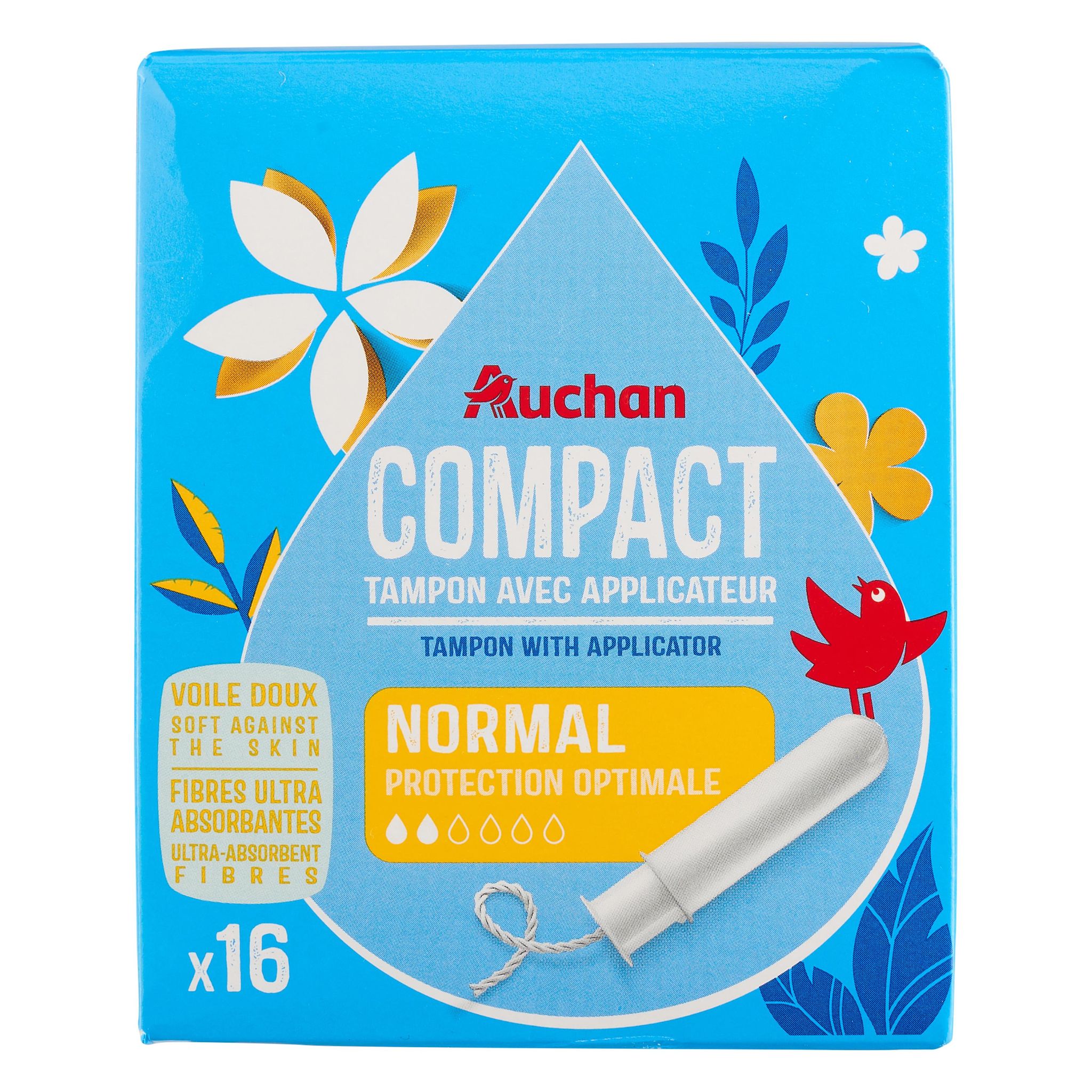 Voir la diapositive 6 : AUCHAN Tampons avec applicateur compact normal 16 tampons