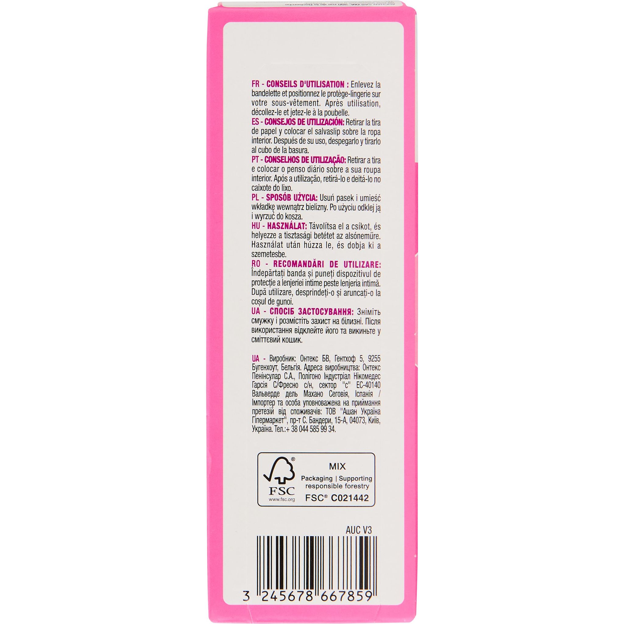 Voir la diapositive 4 : AUCHAN Protège lingerie light multiformes fresh x30