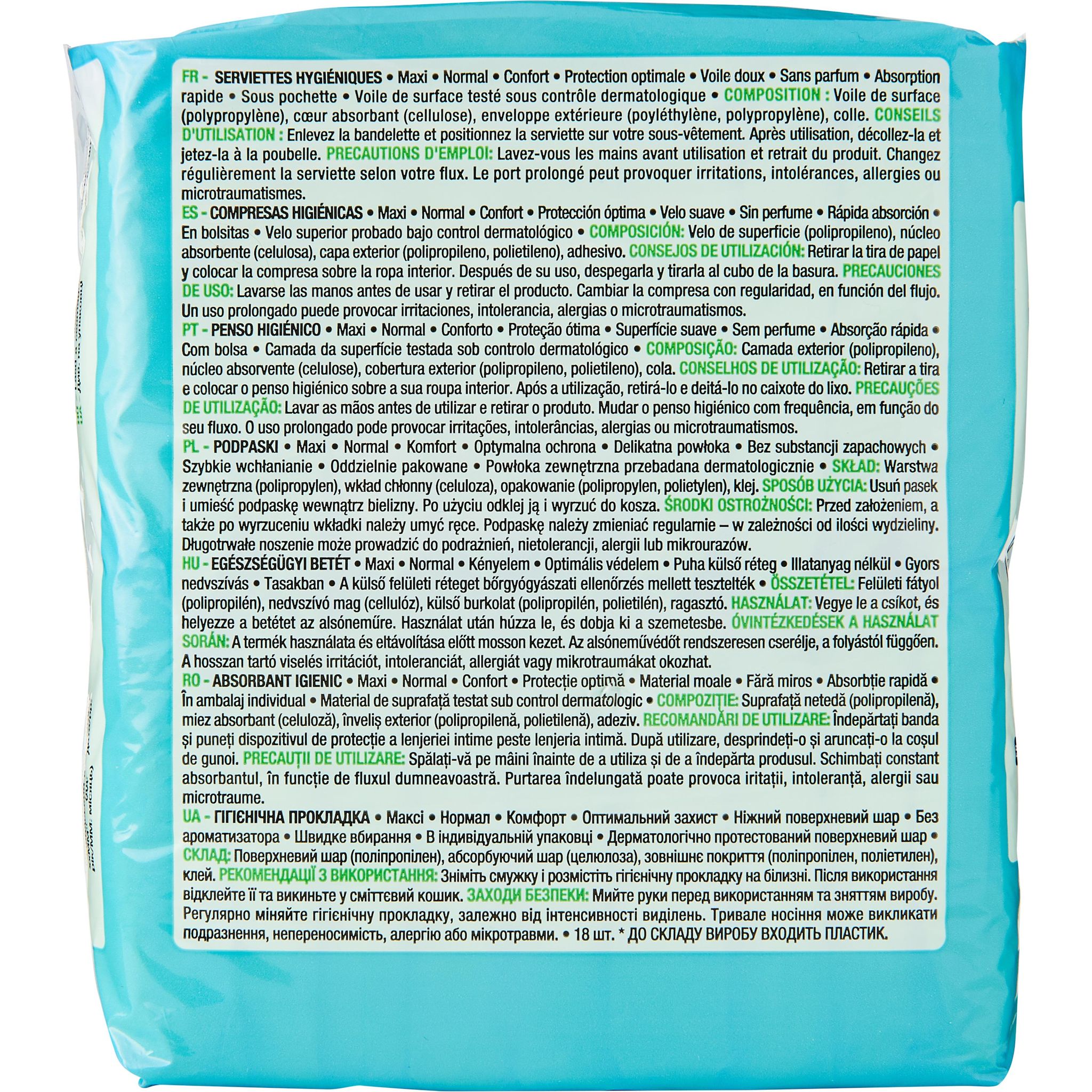 Voir la diapositive 2 : AUCHAN Serviettes hygiéniques maxi régular 18 serviettes