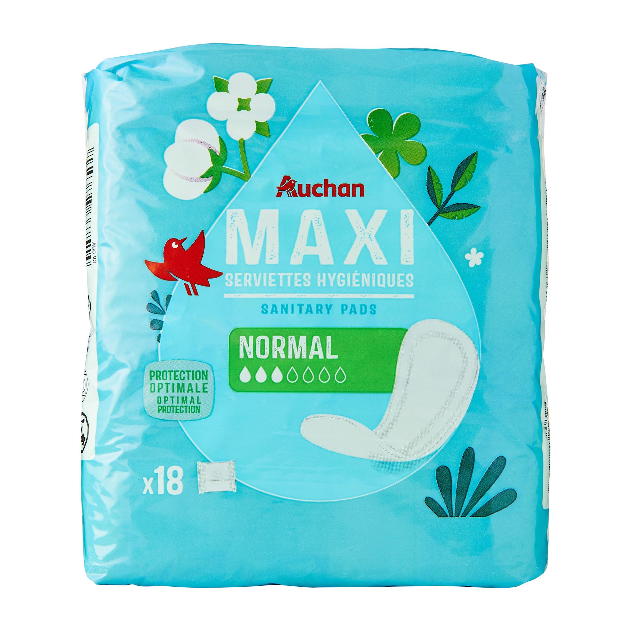 Voir la diapositive 4 : AUCHAN Serviettes hygiéniques maxi régular 18 serviettes