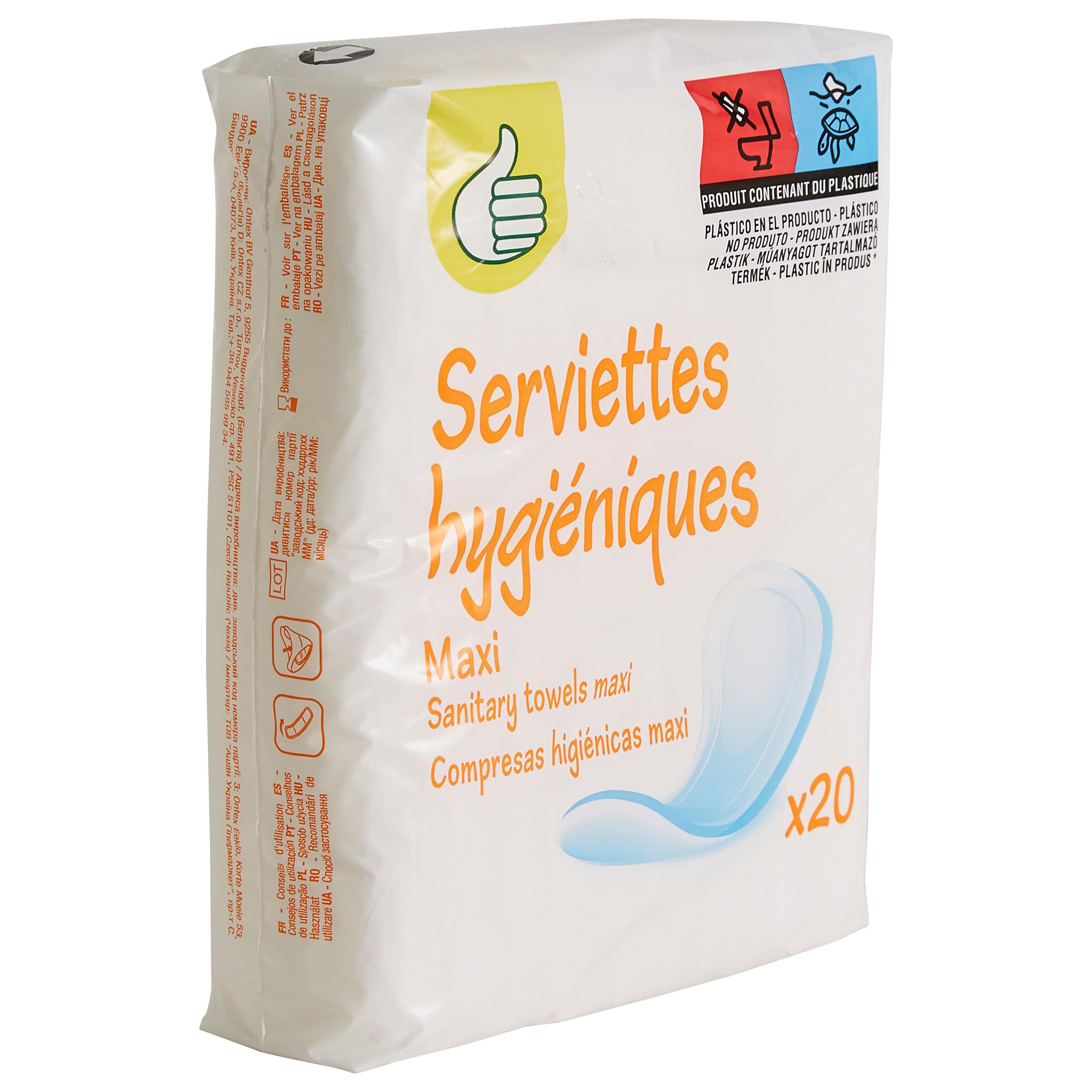 Voir la diapositive 2 : POUCE Serviettes hygiéniques sans ailettes maxi 20 serviettes