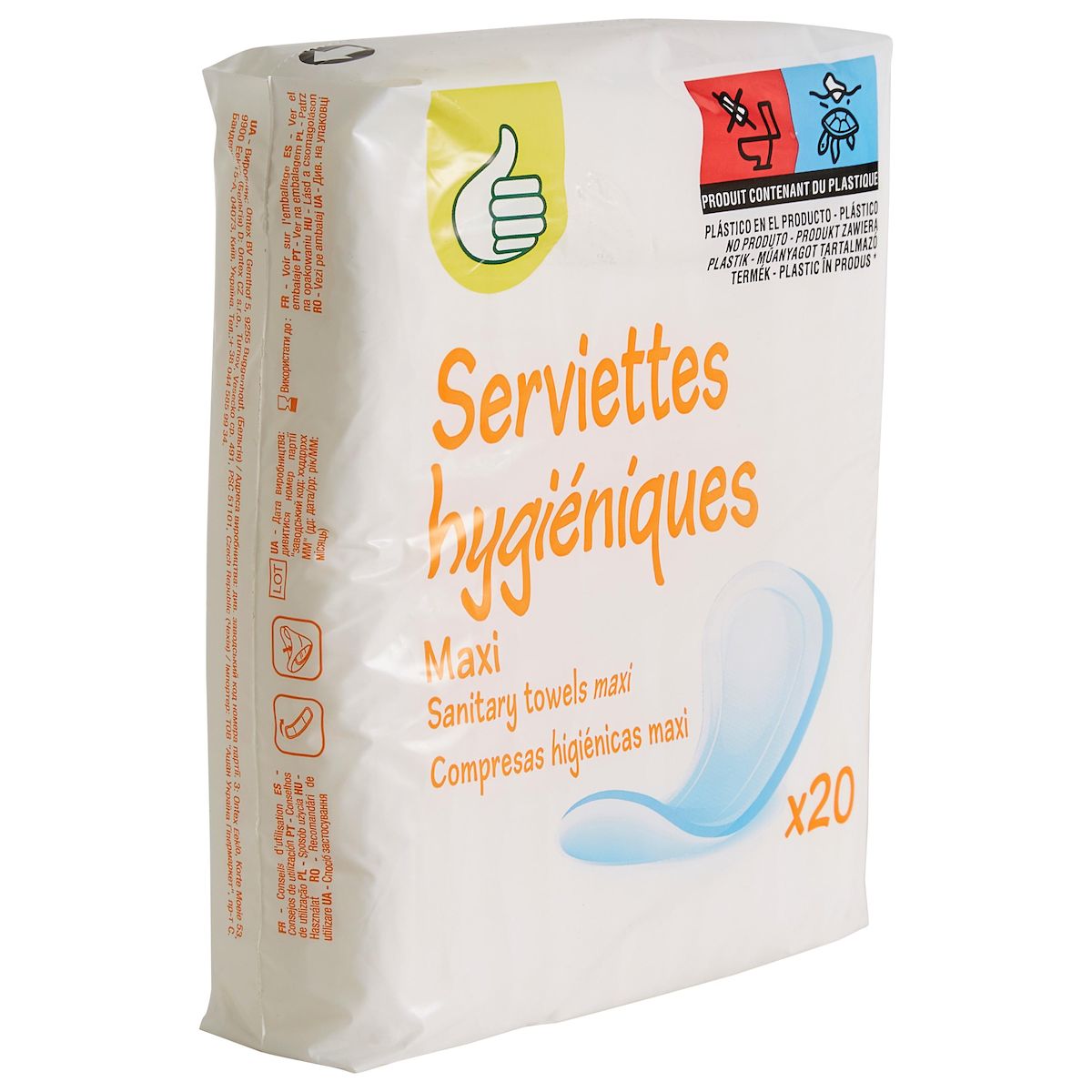 POUCE Serviettes hygiéniques sans ailettes maxi 20 serviettes