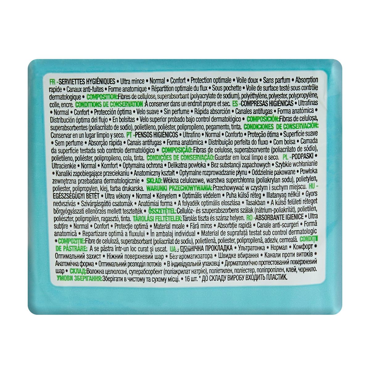 AUCHAN Serviettes hygiéniques sans ailettes regular 16 serviettes