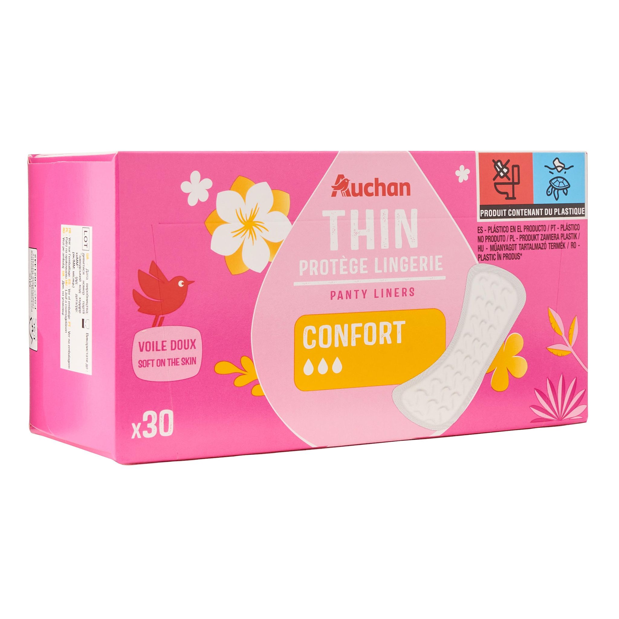 Voir la diapositive 2 : AUCHAN Protège-lingerie minces regular 30 protège-lingerie