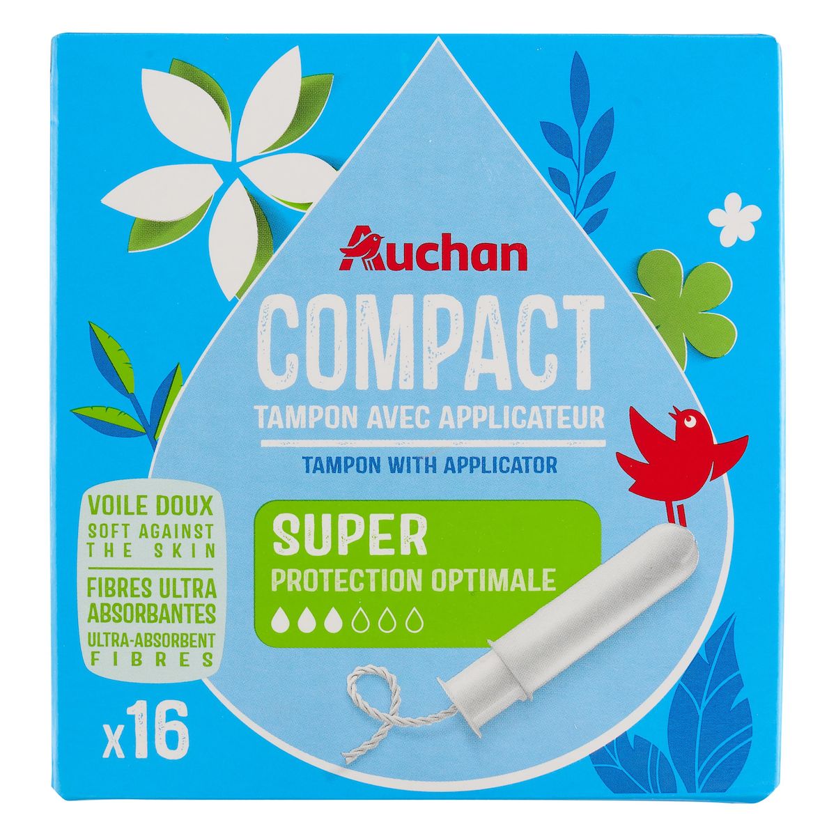 AUCHAN Tampons avec applicateur super 16 tampons