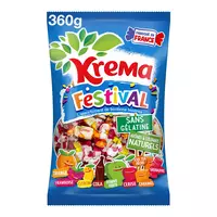 KREMA Kermesse assortiment de bonbons fruités sans gélatine 580g pas cher 