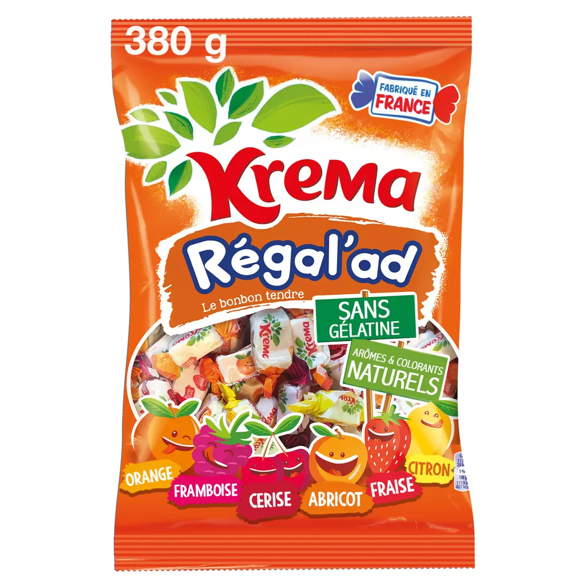 KREMA Régal'ad assortiment de bonbons tendres fruités 380g
