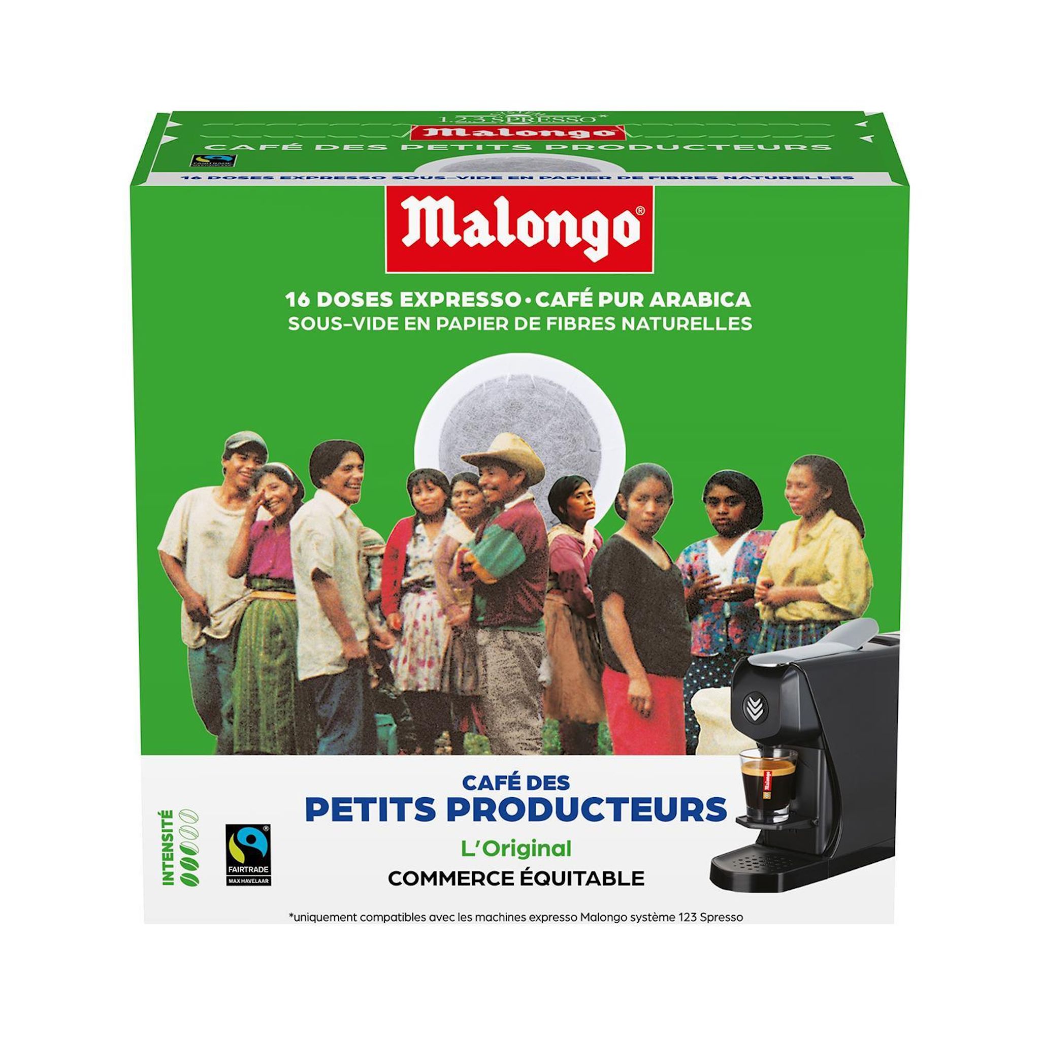 Voir la diapositive 2 : MALONGO Dosettes de café des petits producteurs compatibles Malongo 16 dosettes 104g