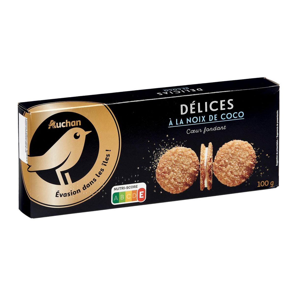 AUCHAN GOURMET Délices saveur noix de coco coeur fondant 100g