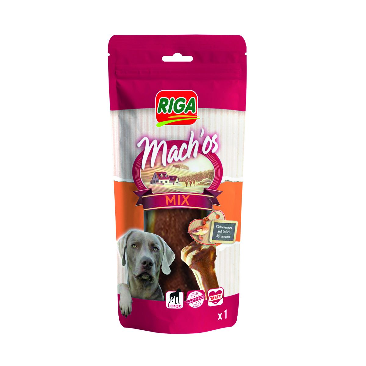 RIGA Mach'os mix riche en canard pour grand chien 1 pièce 160g