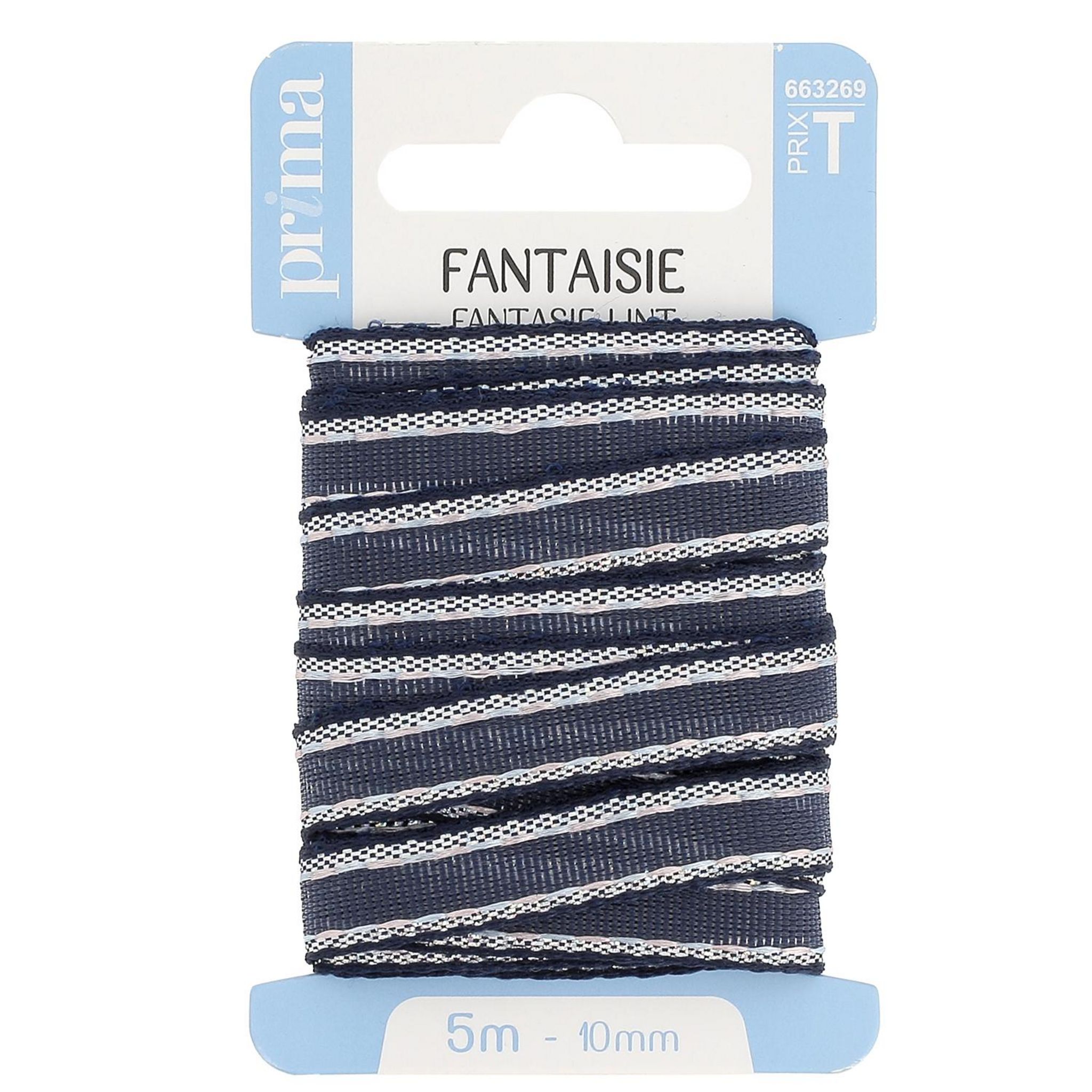 Voir la diapositive 2 : PRIMA Ruban fantaisie 5m x 10mm différents coloris x1