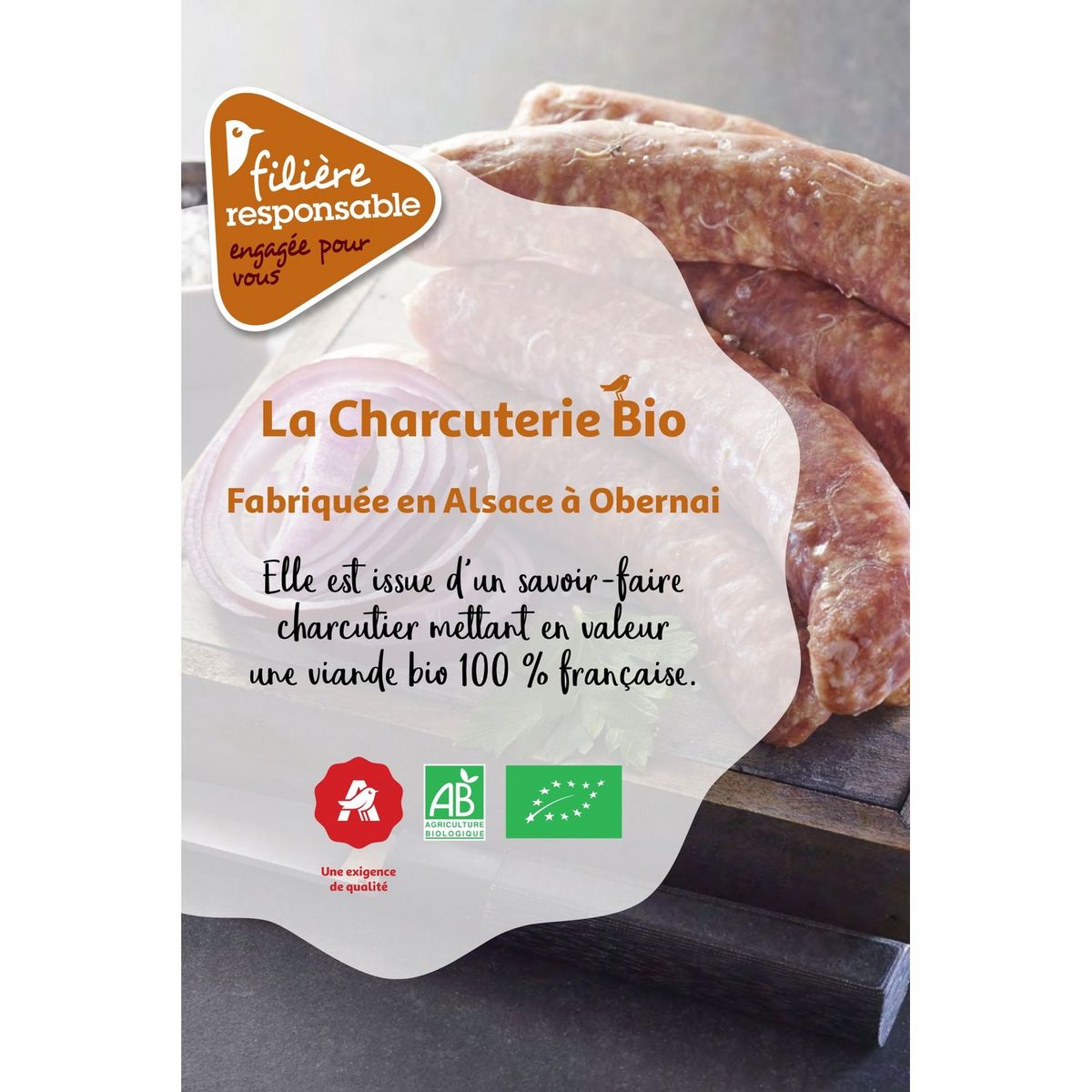 FESTEIN D'ALSACE CULTIVONS LE BON Jambon cuit supérieur avec couenne bio 2 tranches 100g