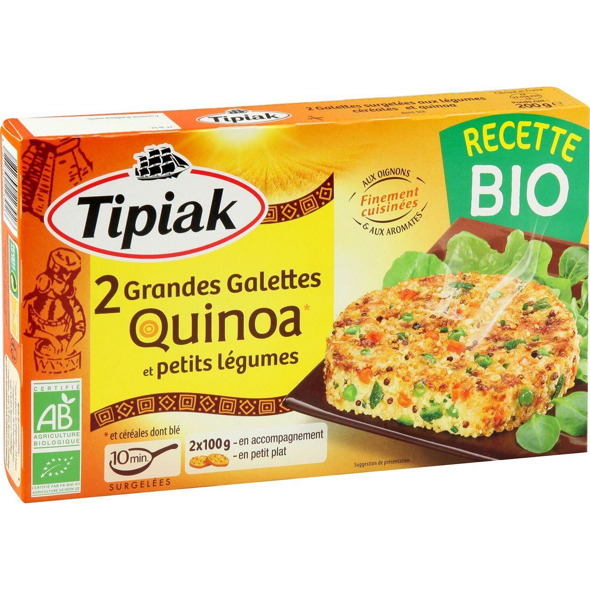 TIPIAK Galette de qinoa aux légumes bio 2 pièces 200g