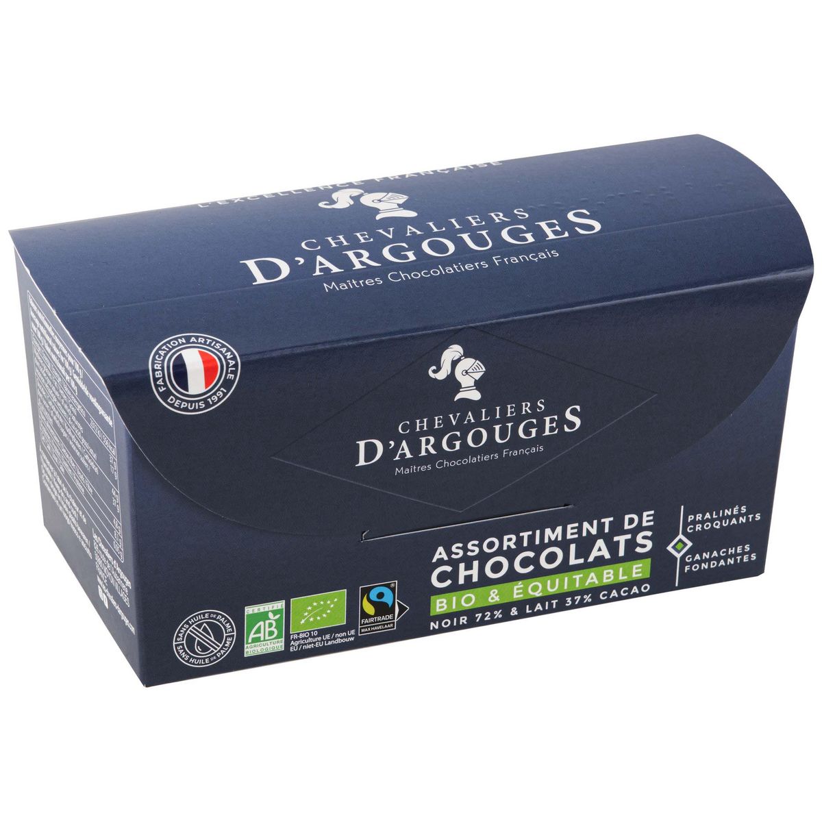 CHEVALIERS D'ARGOUGES Ballotin assortiment de chocolats bio 184g