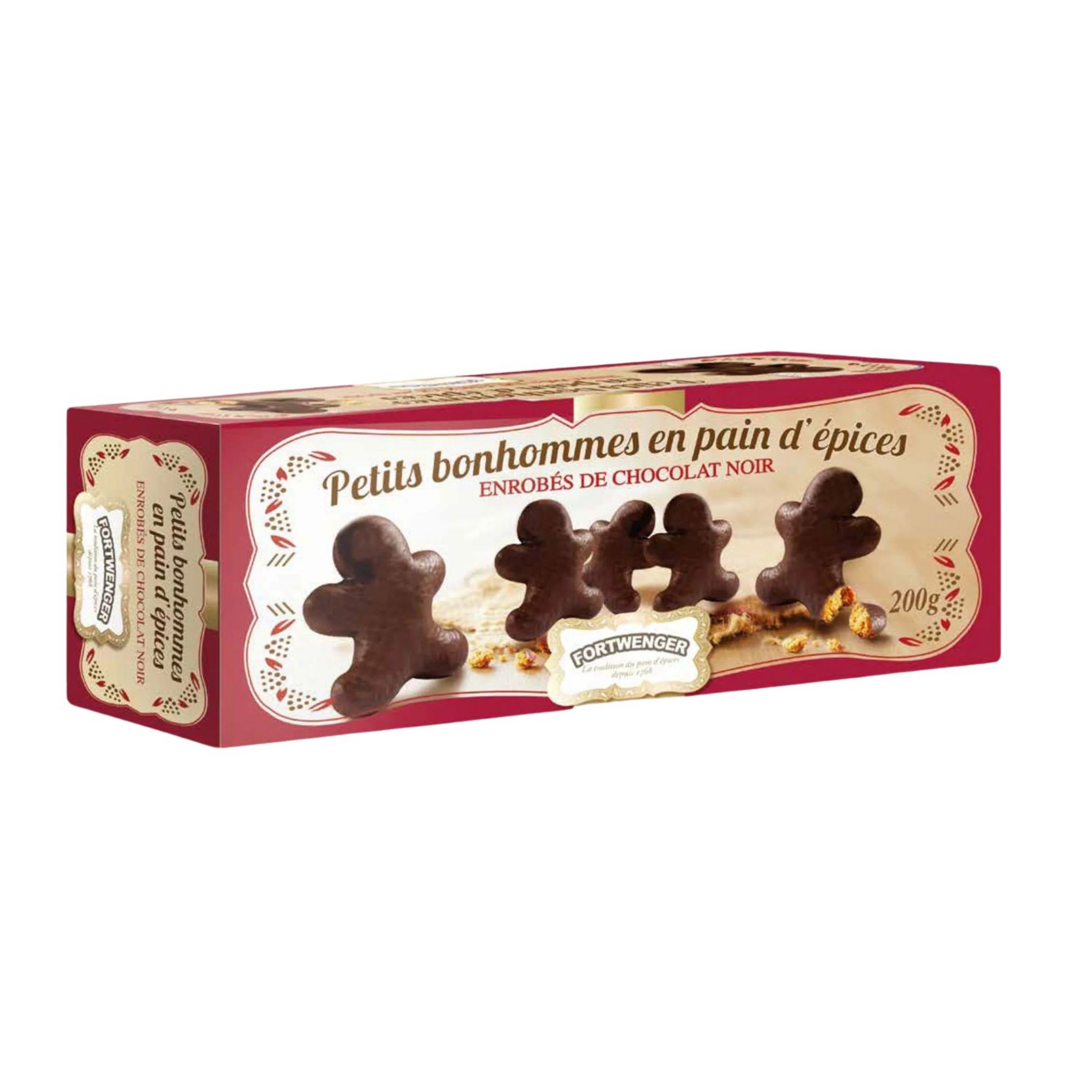 FORTWENGER Petits bonhommes en pain d'épices enrobés de chocolat noir 200g