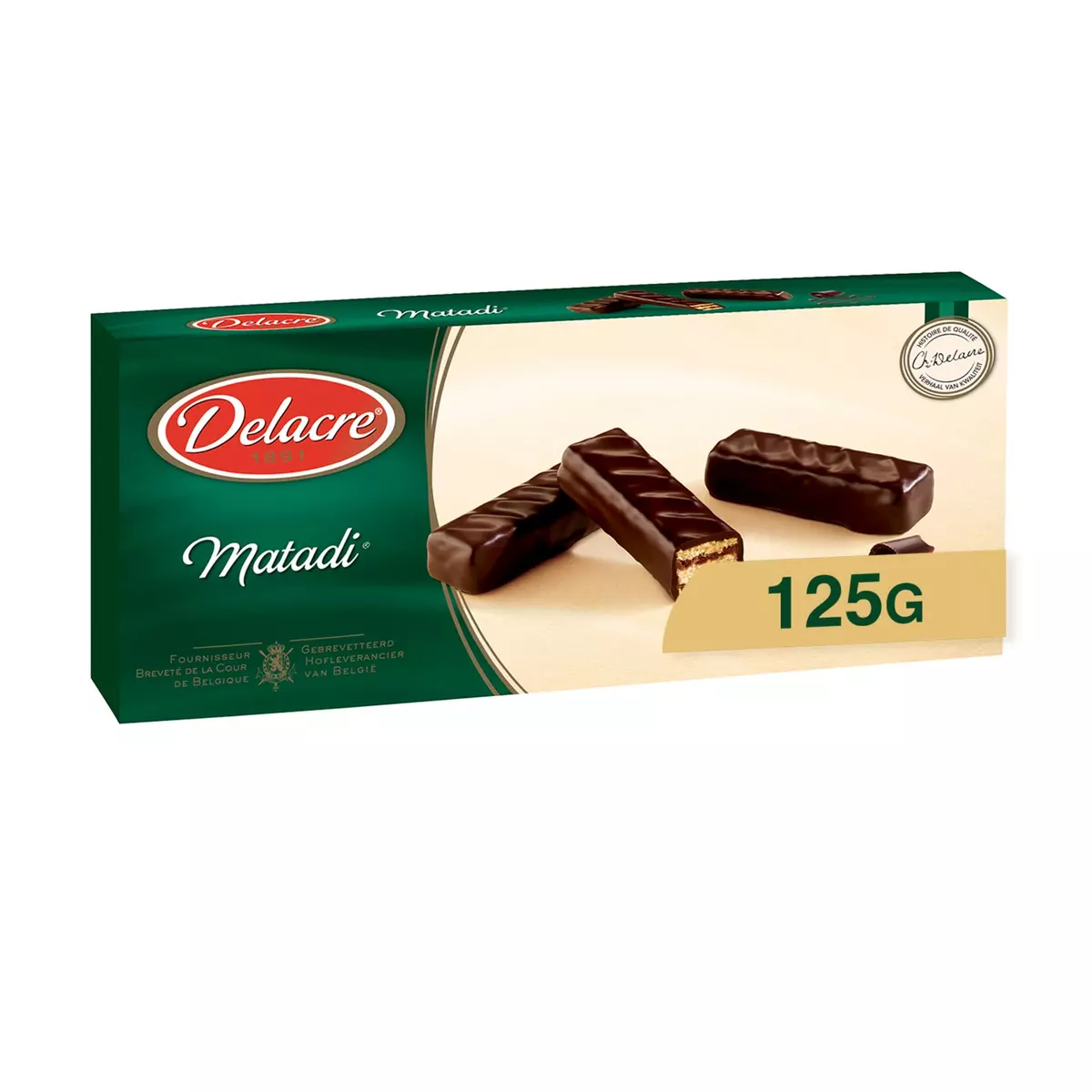 DELACRE Matadi gaufrettes enrobées de chocolat noir 125g