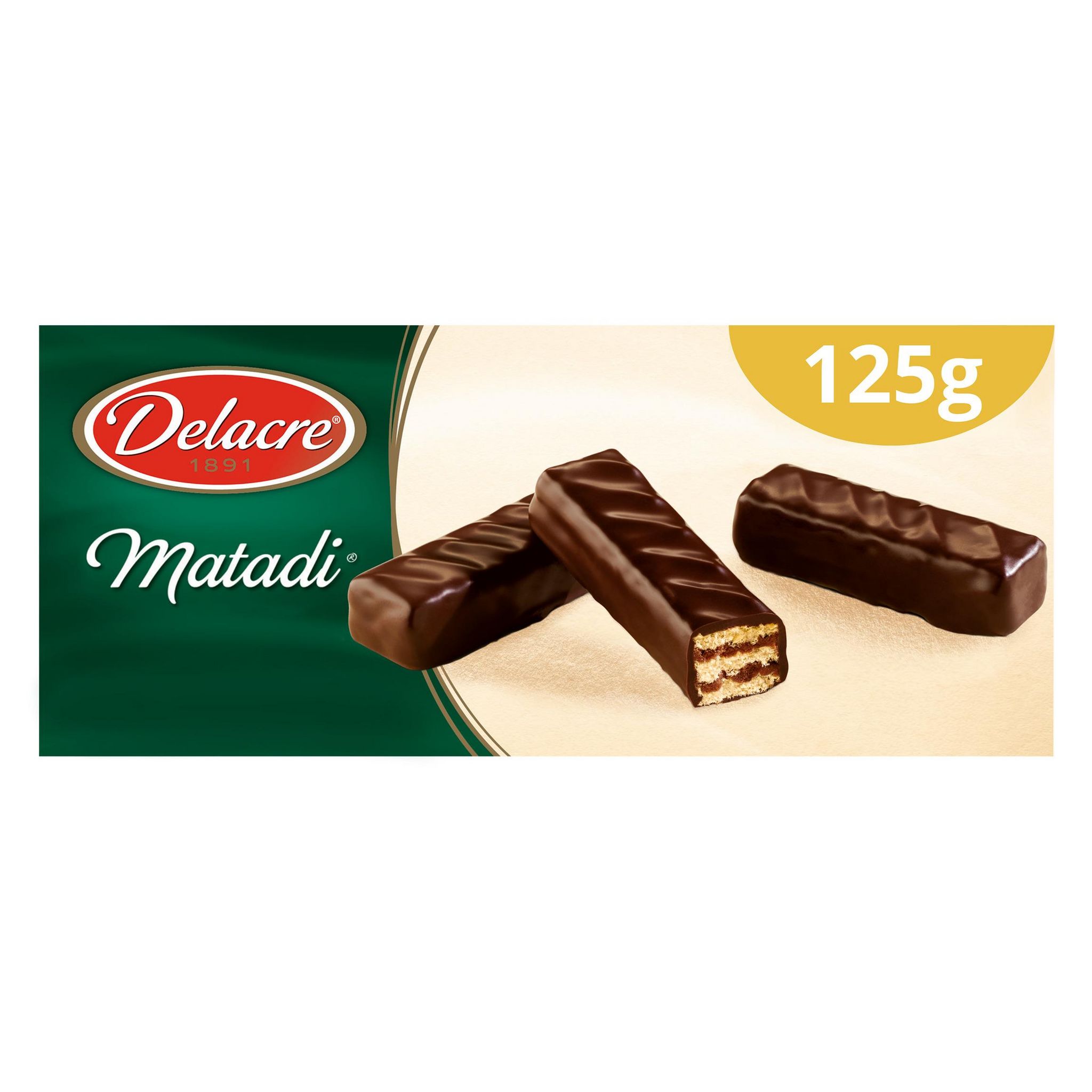 Voir la diapositive 2 : DELACRE Matadi gaufrettes enrobées de chocolat noir 125g