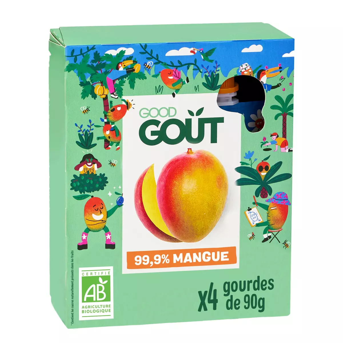 GOOD GOUT KIDZ Gourdes dessert bio mangue sans sucres ajoutés 4x90g