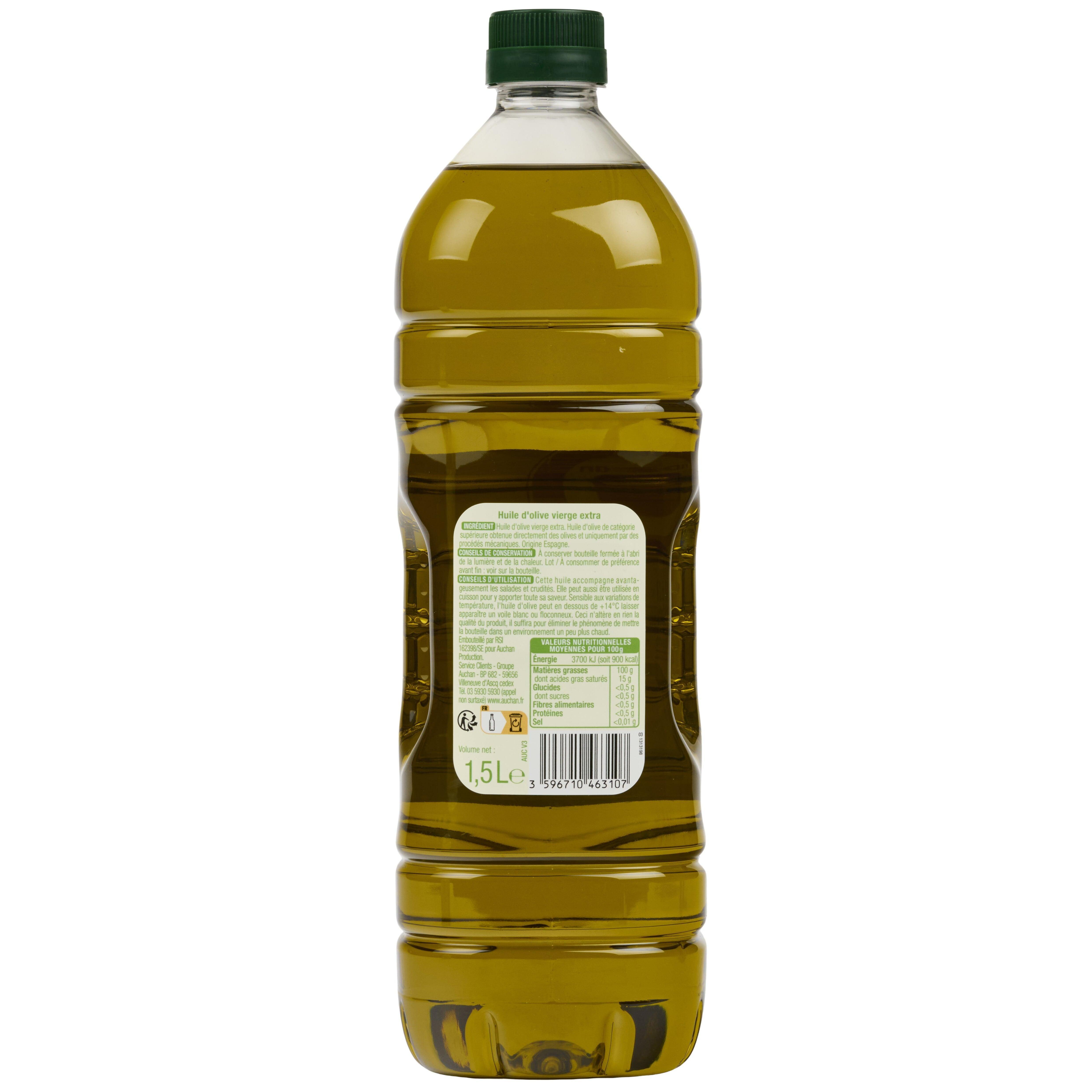 Voir la diapositive 2 : AUCHAN Huile d'olive vierge extra origine Espagne 1,5l