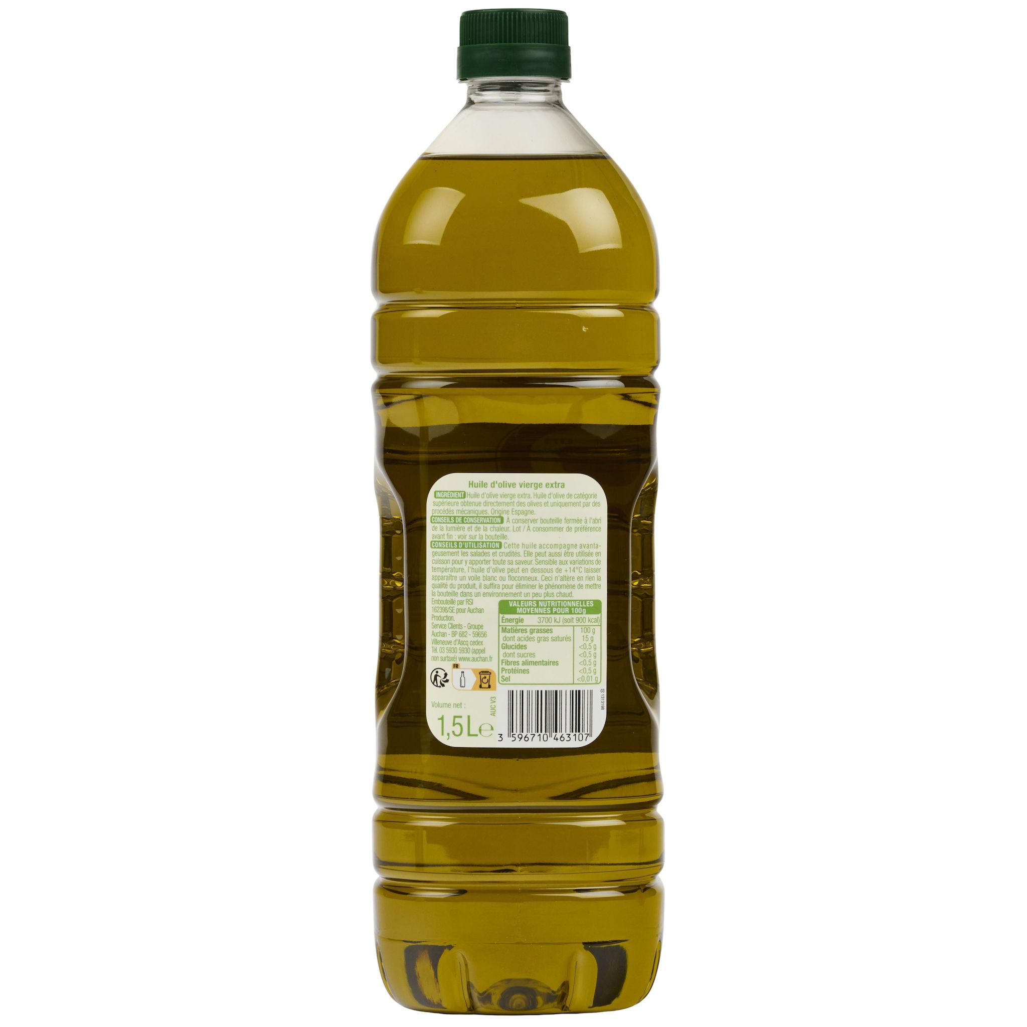 Voir la diapositive 2 : AUCHAN Huile d'olive vierge extra origine Espagne 1,5l