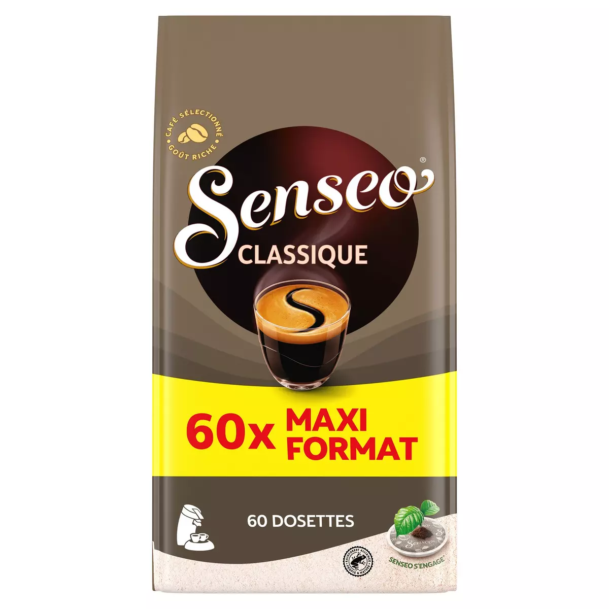 SENSEO Dosettes de café classique compostables compatibles Senseo 60 dosettes 416g