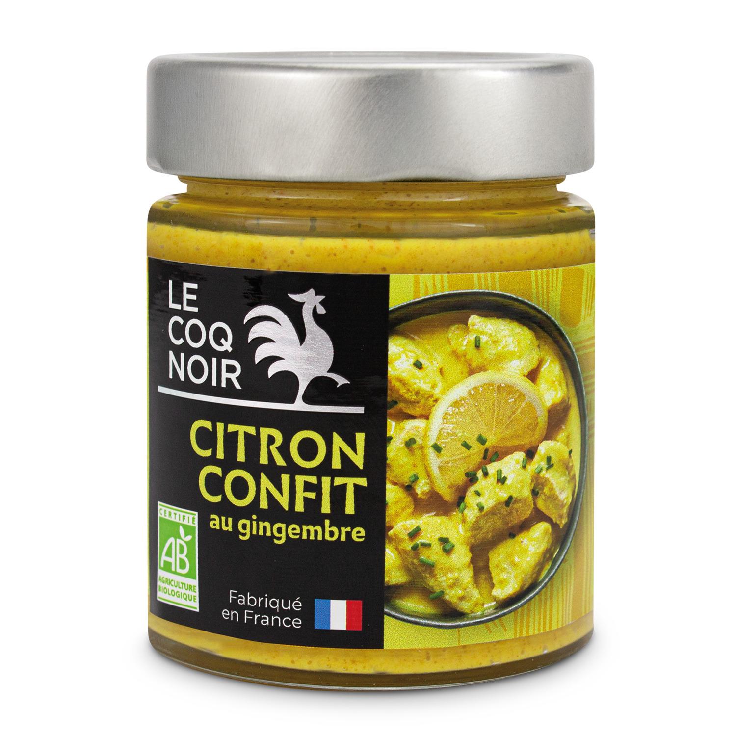 Voir la diapositive 2 : LE COQ NOIR Citron confit au gingembre bio 130g