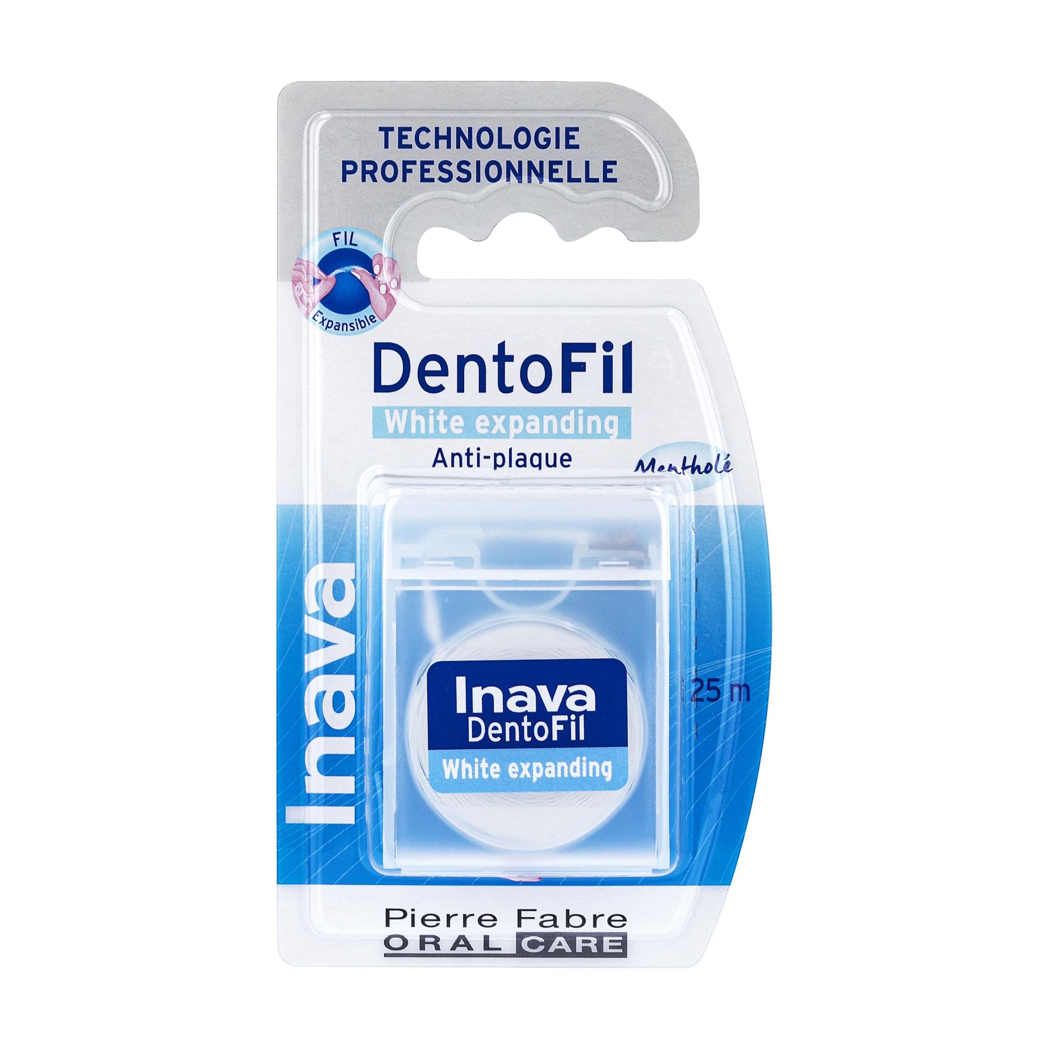 INAVA Fil dentaire blanc anti plaques 25m