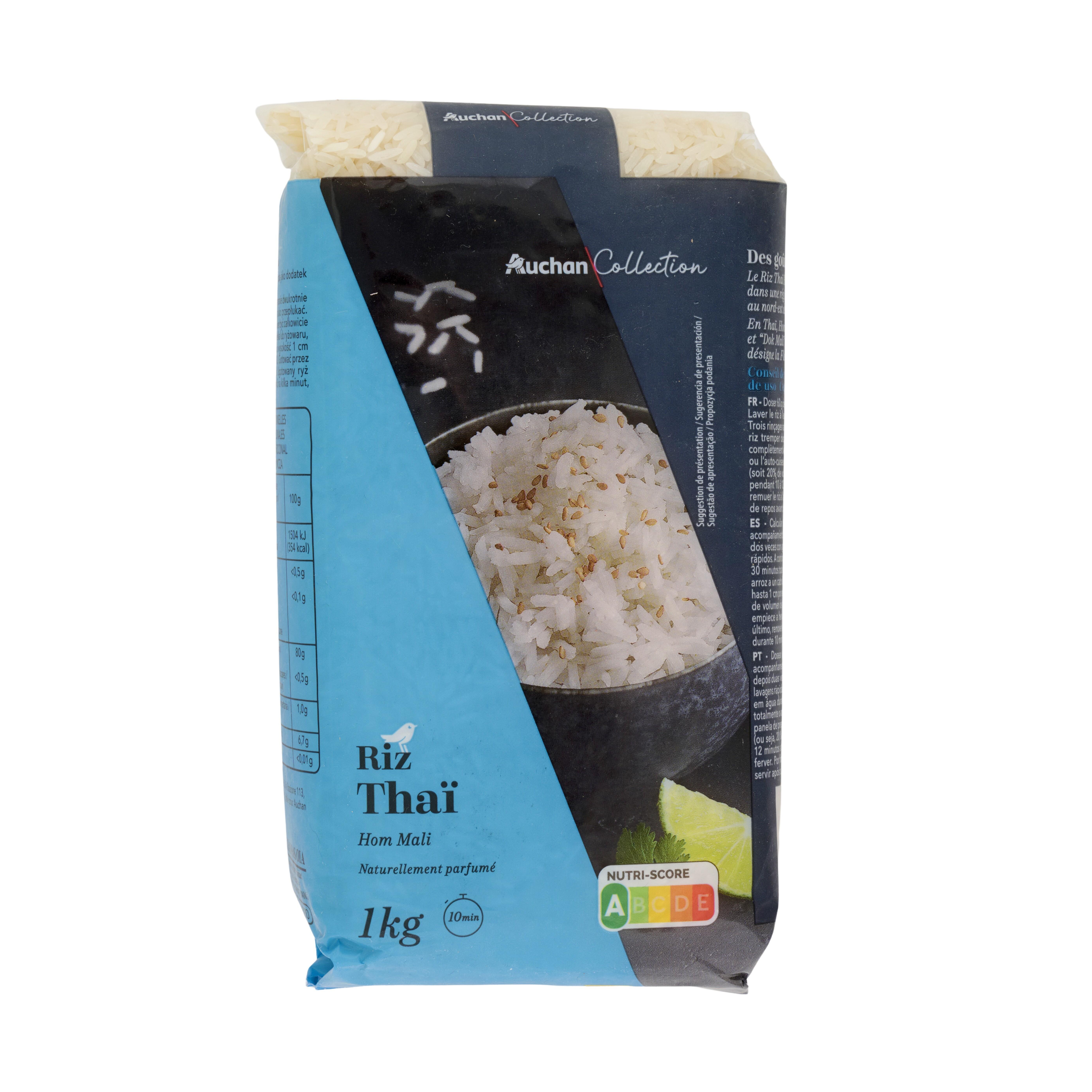 Voir la diapositive 2 : AUCHAN COLLECTION Riz parfumé thaï prêt en 10min 1kg