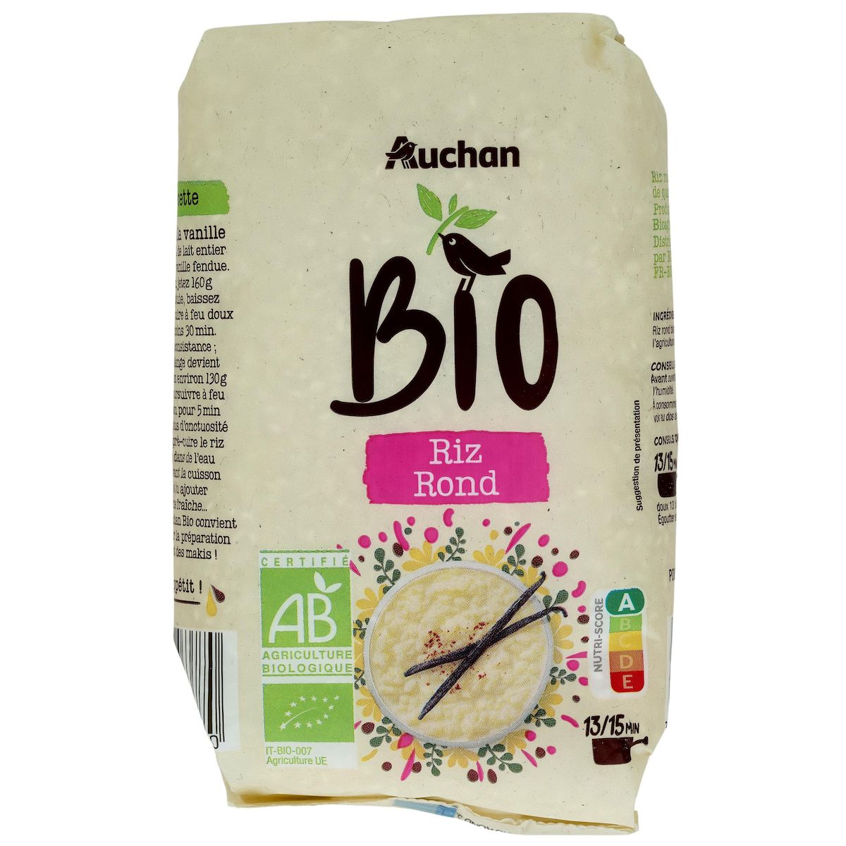 AUCHAN BIO Riz blanc rond 500g