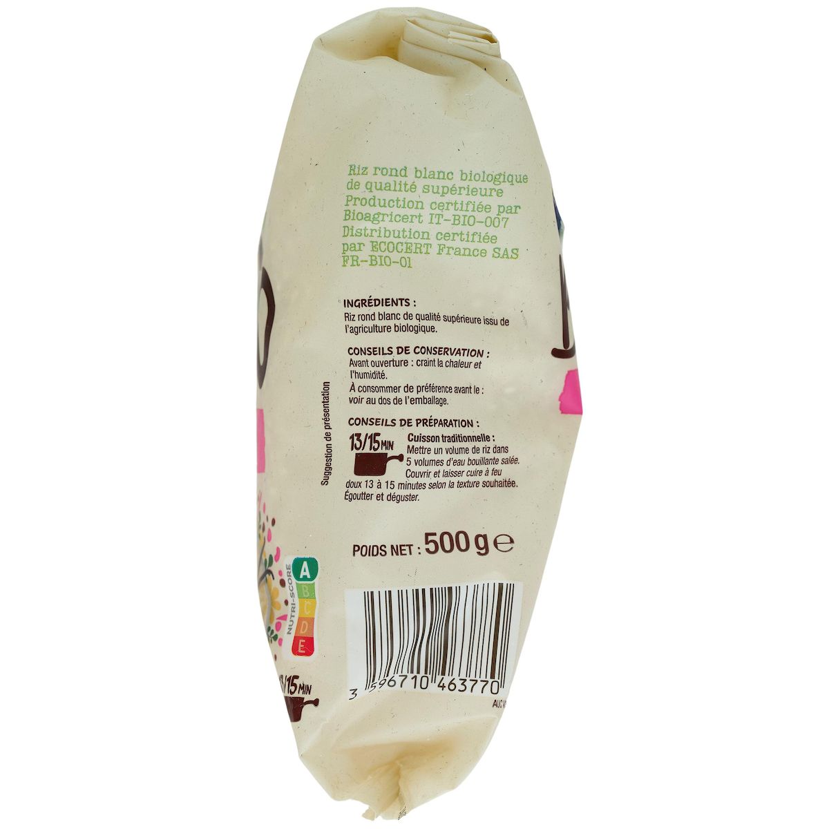 AUCHAN BIO Riz blanc rond 500g