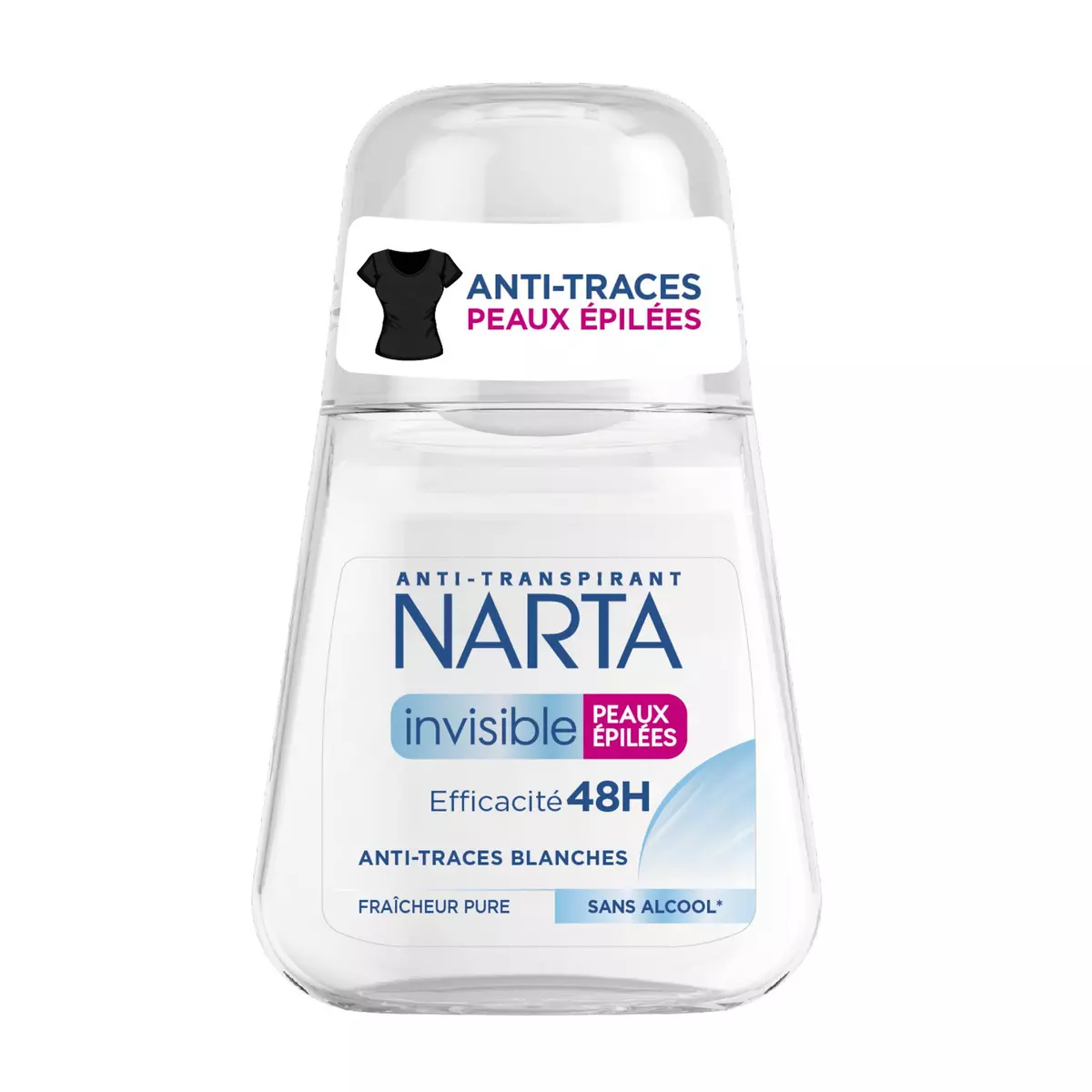 NARTA Déodorant bille 48h invisible sans alcool pour peaux épilées 50ml