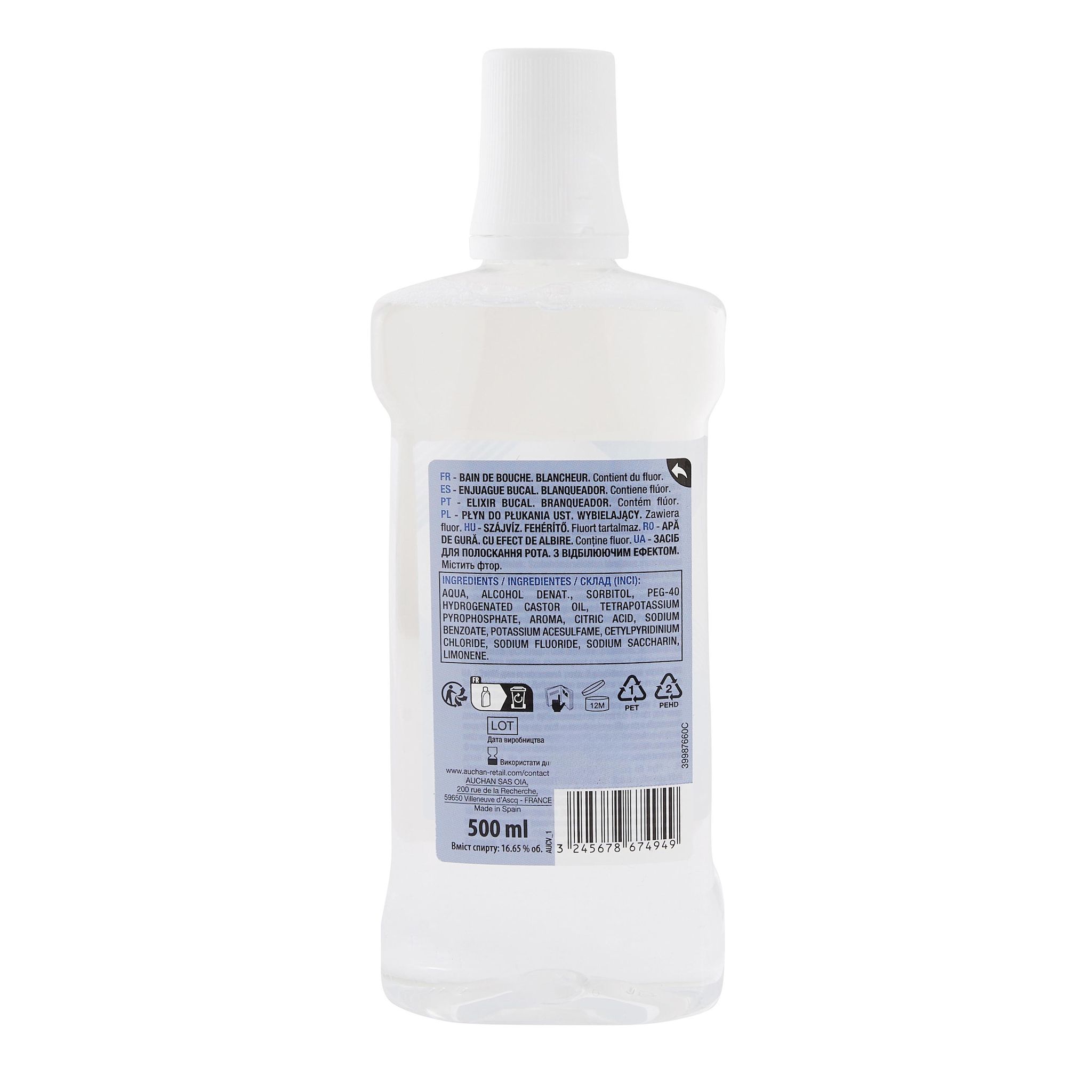 Voir la diapositive 3 : AUCHAN Bain de bouche blanchisseur 500ml