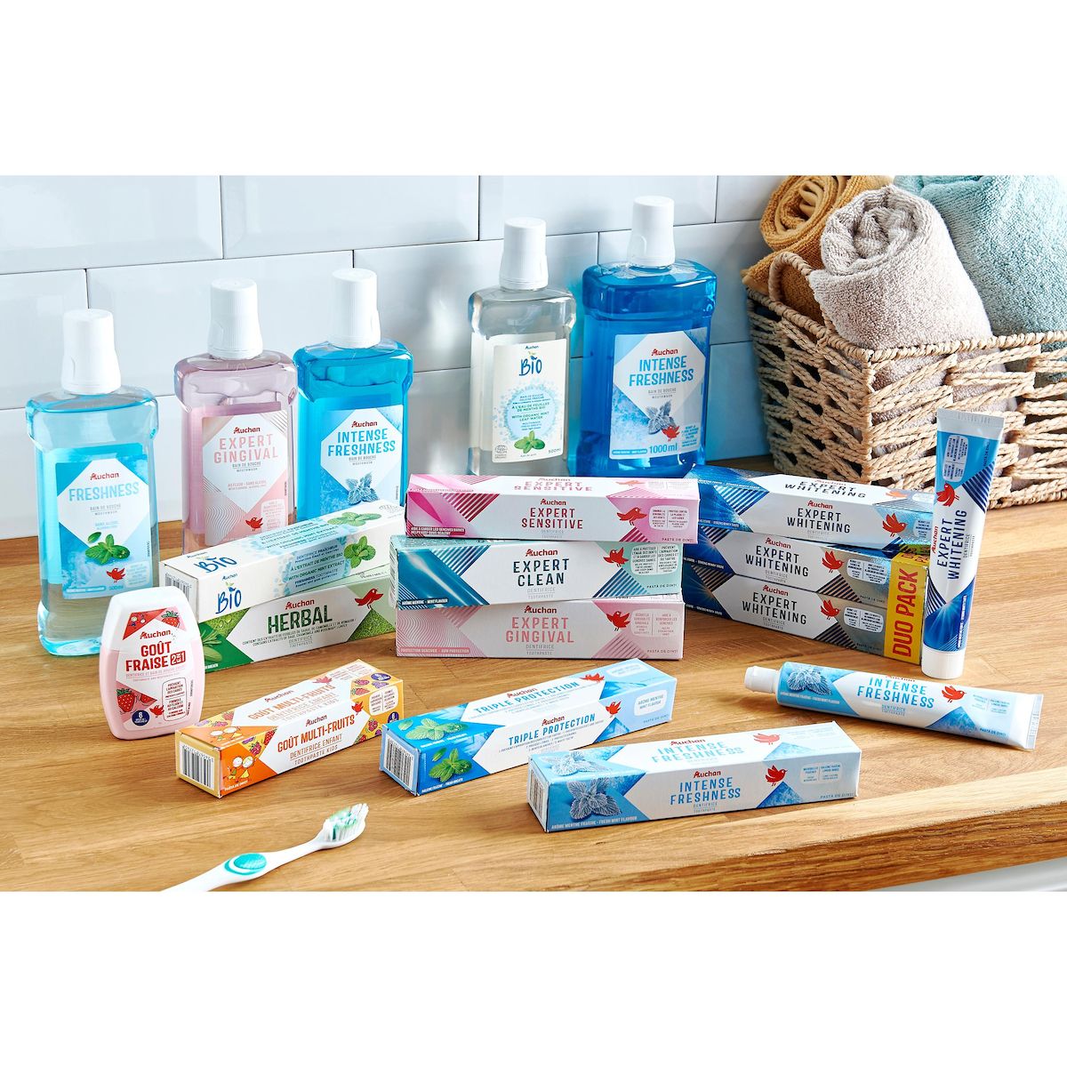 AUCHAN Bain de bouche fraîcheur intense 500ml