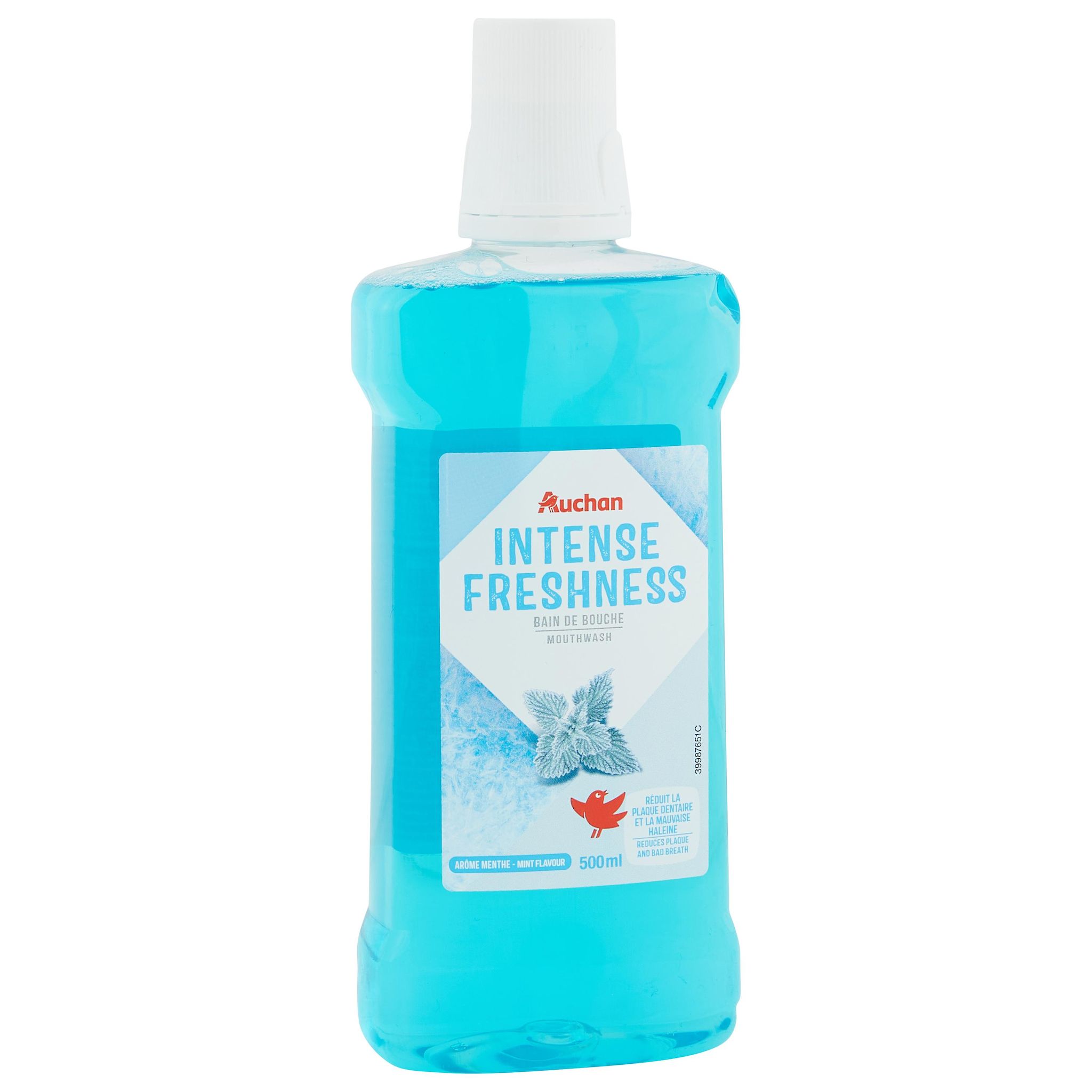 Voir la diapositive 3 : AUCHAN Bain de bouche fraîcheur intense 500ml