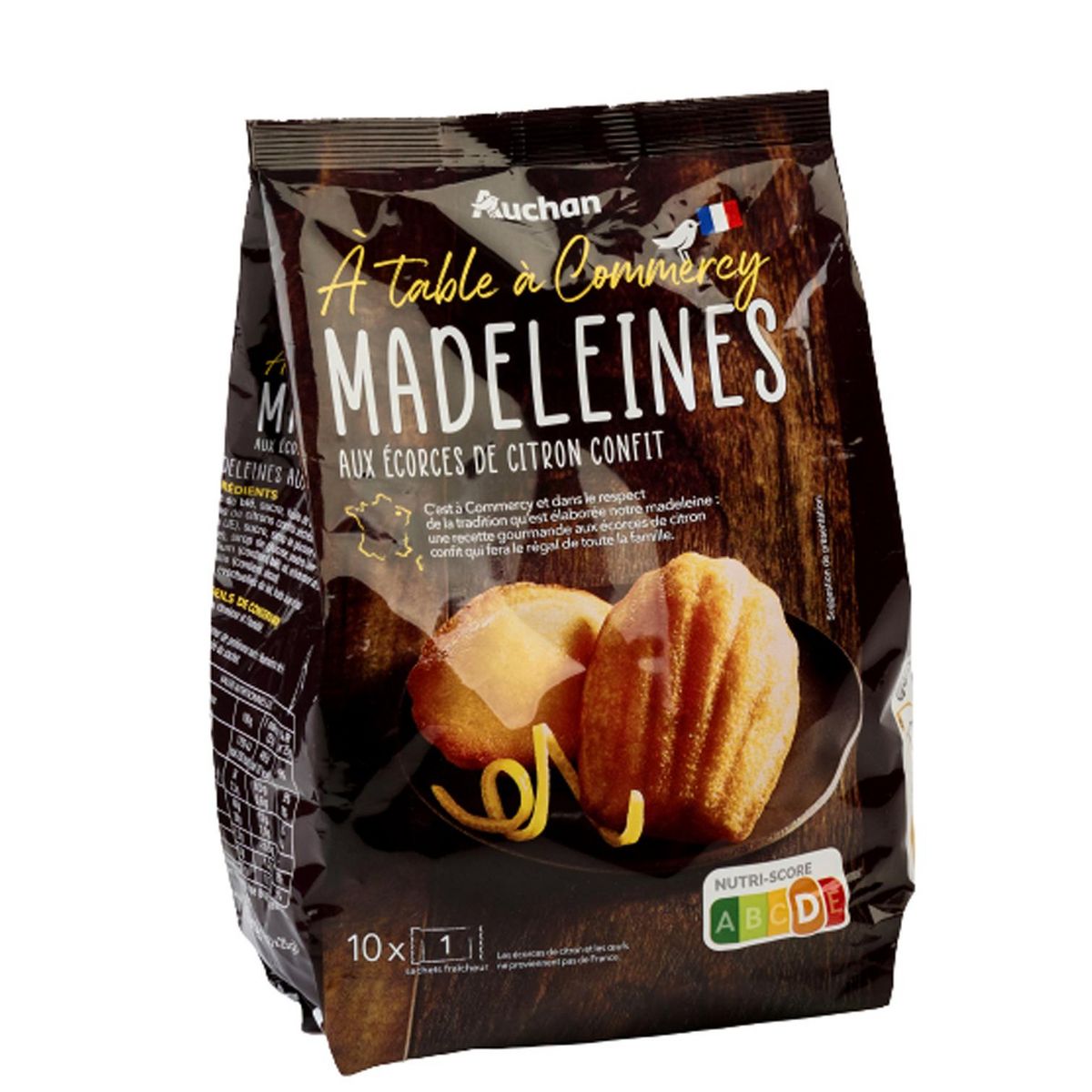 AUCHAN TERROIR Madeleines aux écorces de citron confit 250g