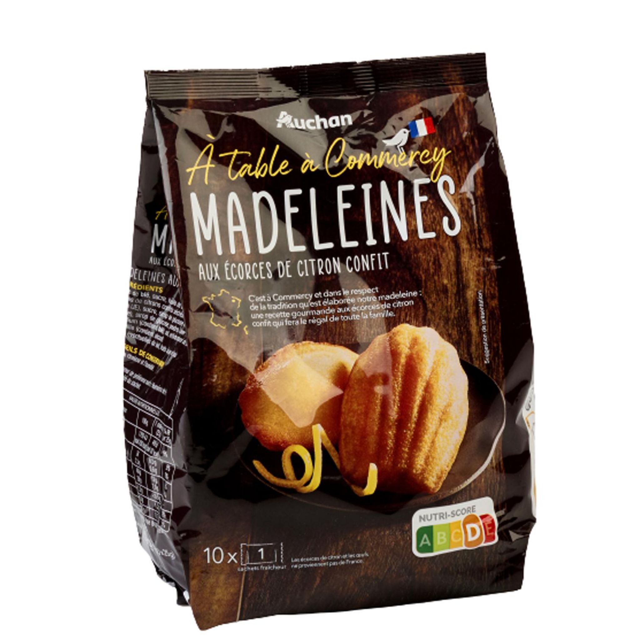 Voir la diapositive 2 : AUCHAN TERROIR Madeleines aux écorces de citron confit 250g