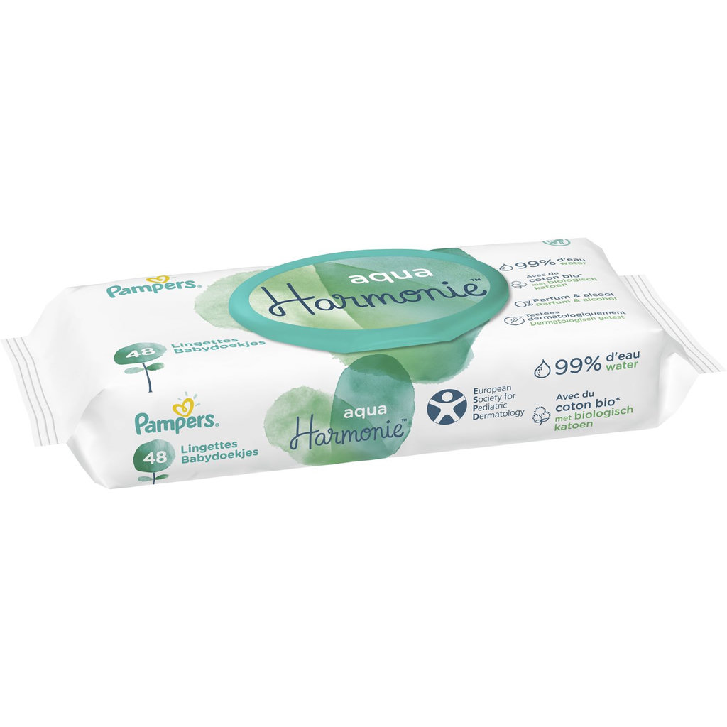 PAMPERS Aqua Harmonie lingettes pour bébé au coton bio 48 lingettes