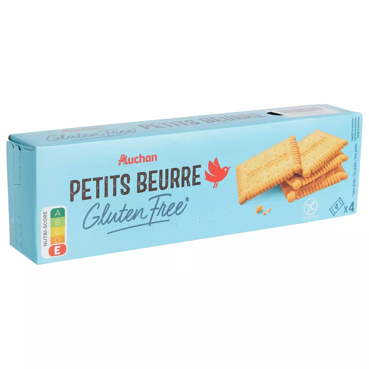 AUCHAN MIEUX VIVRE Biscuits petit beurre sans gluten sachets fraîcheur 4x4 biscuits 130g