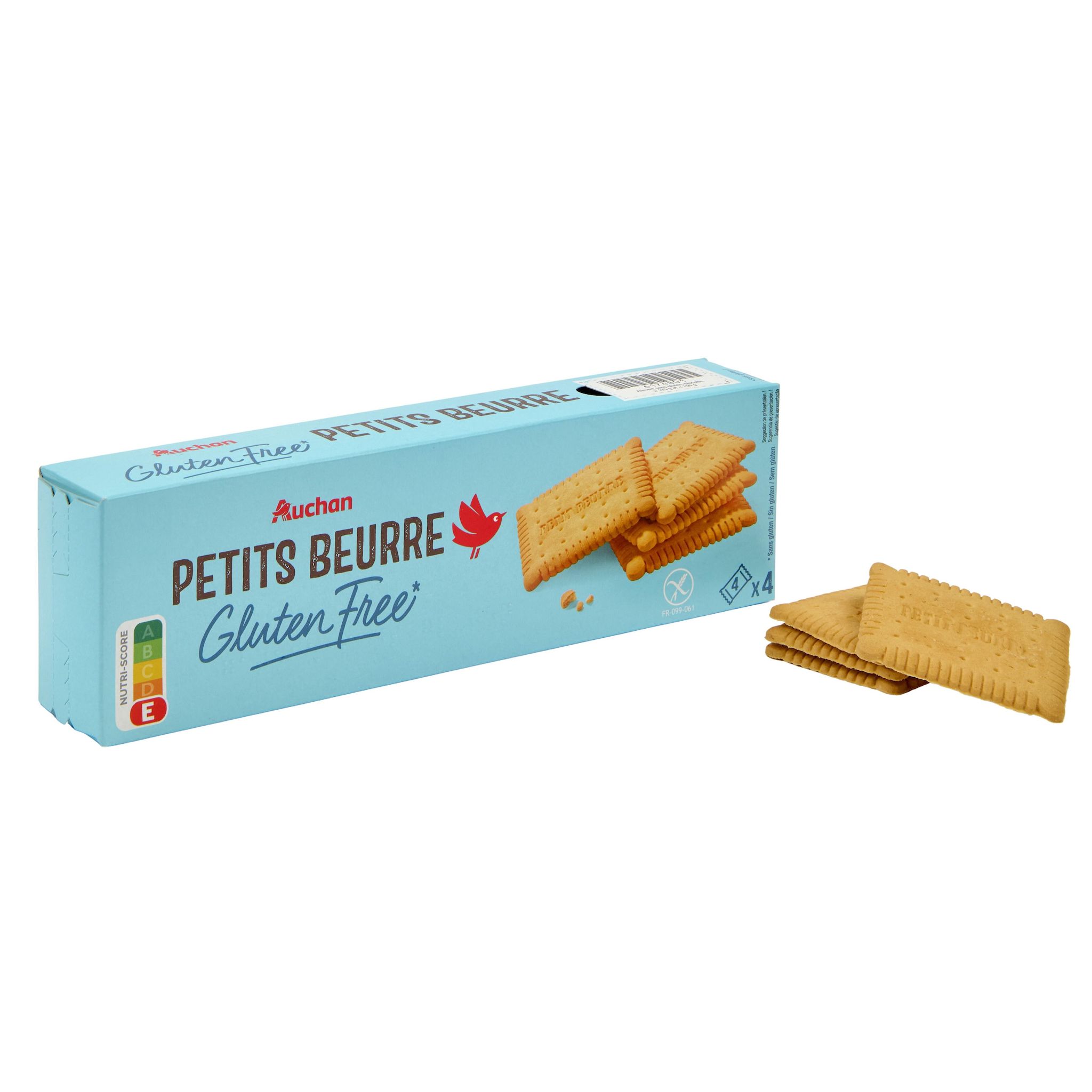 Voir la diapositive 3 : AUCHAN Biscuits petit beurre sans gluten sachets fraîcheur 4x4 biscuits 130g