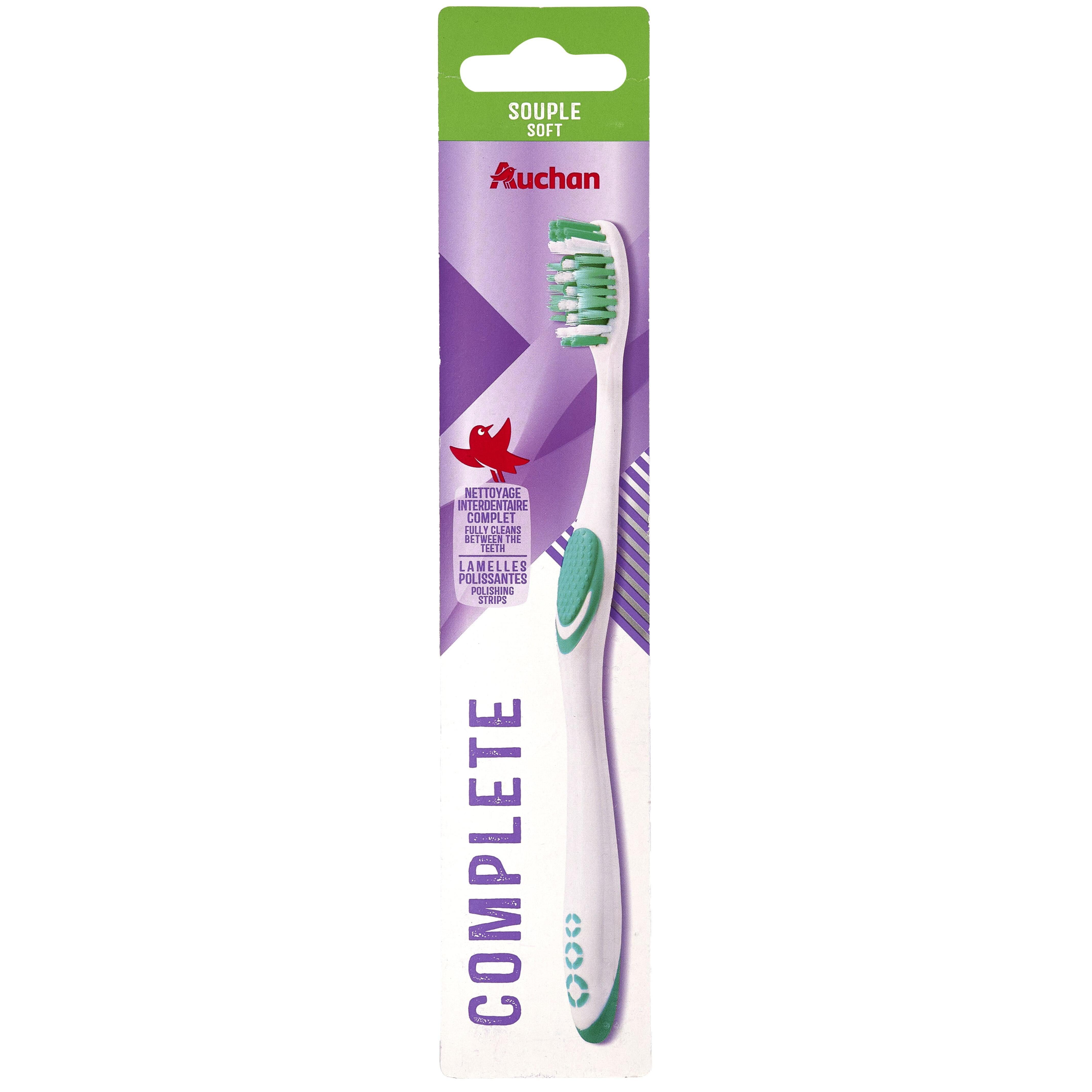 Voir la diapositive 4 : AUCHAN Brosse à dents complète souple 1 brosse