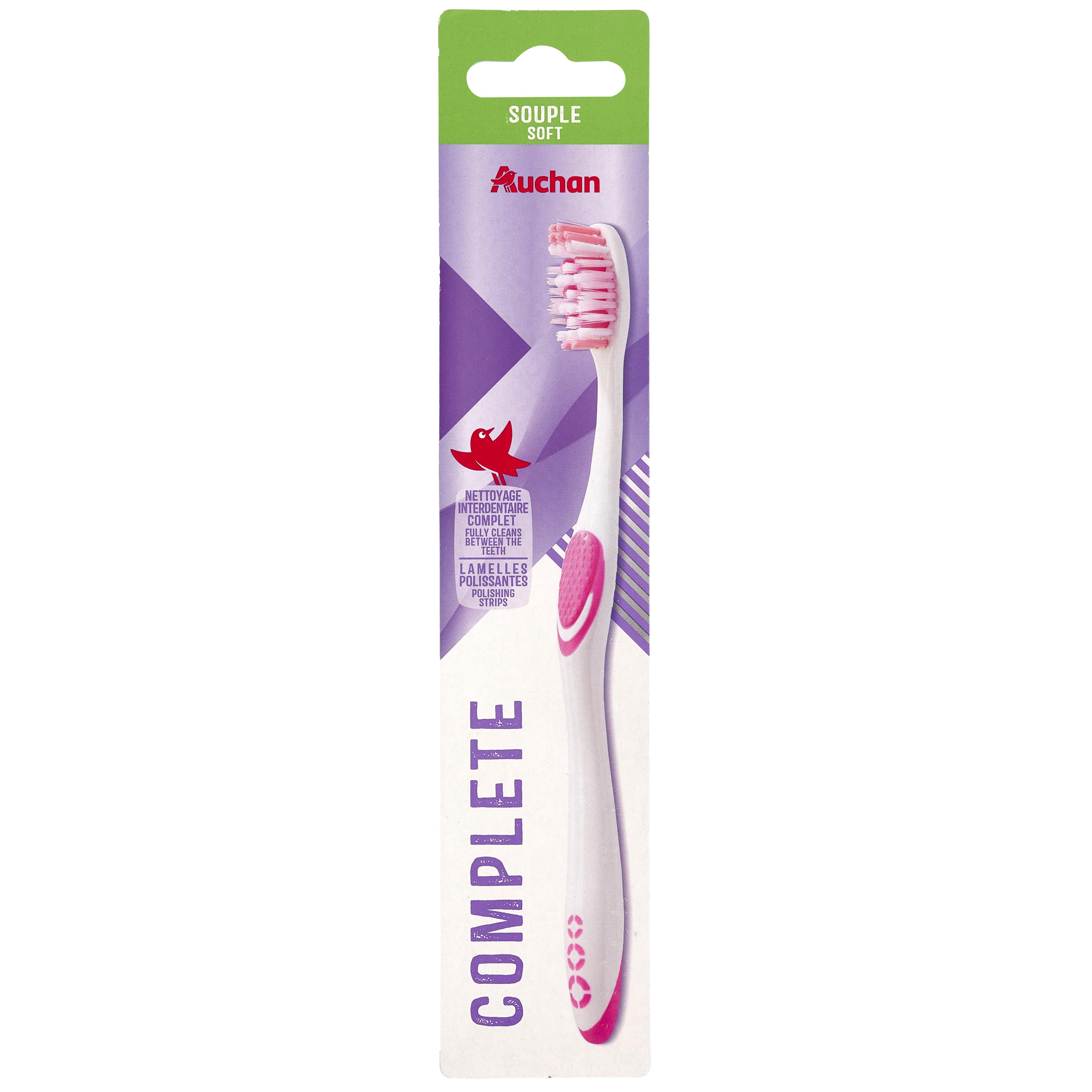 Voir la diapositive 5 : AUCHAN Brosse à dents complète souple 1 brosse