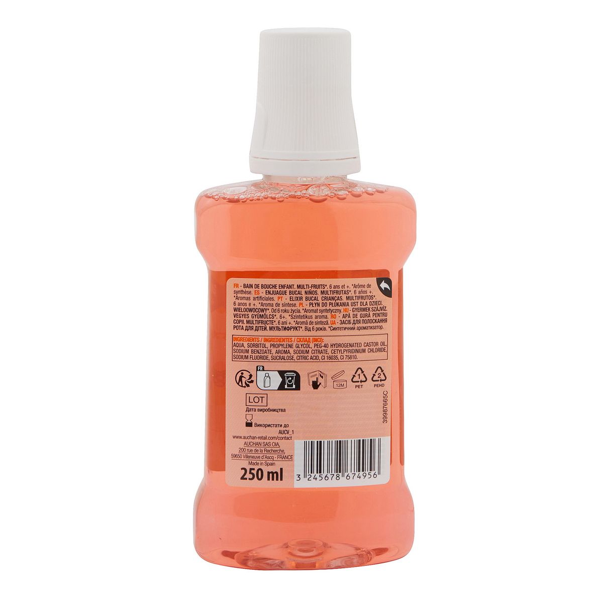 AUCHAN Kids bain de bouche pour enfant à partir de 6 ans 250ml