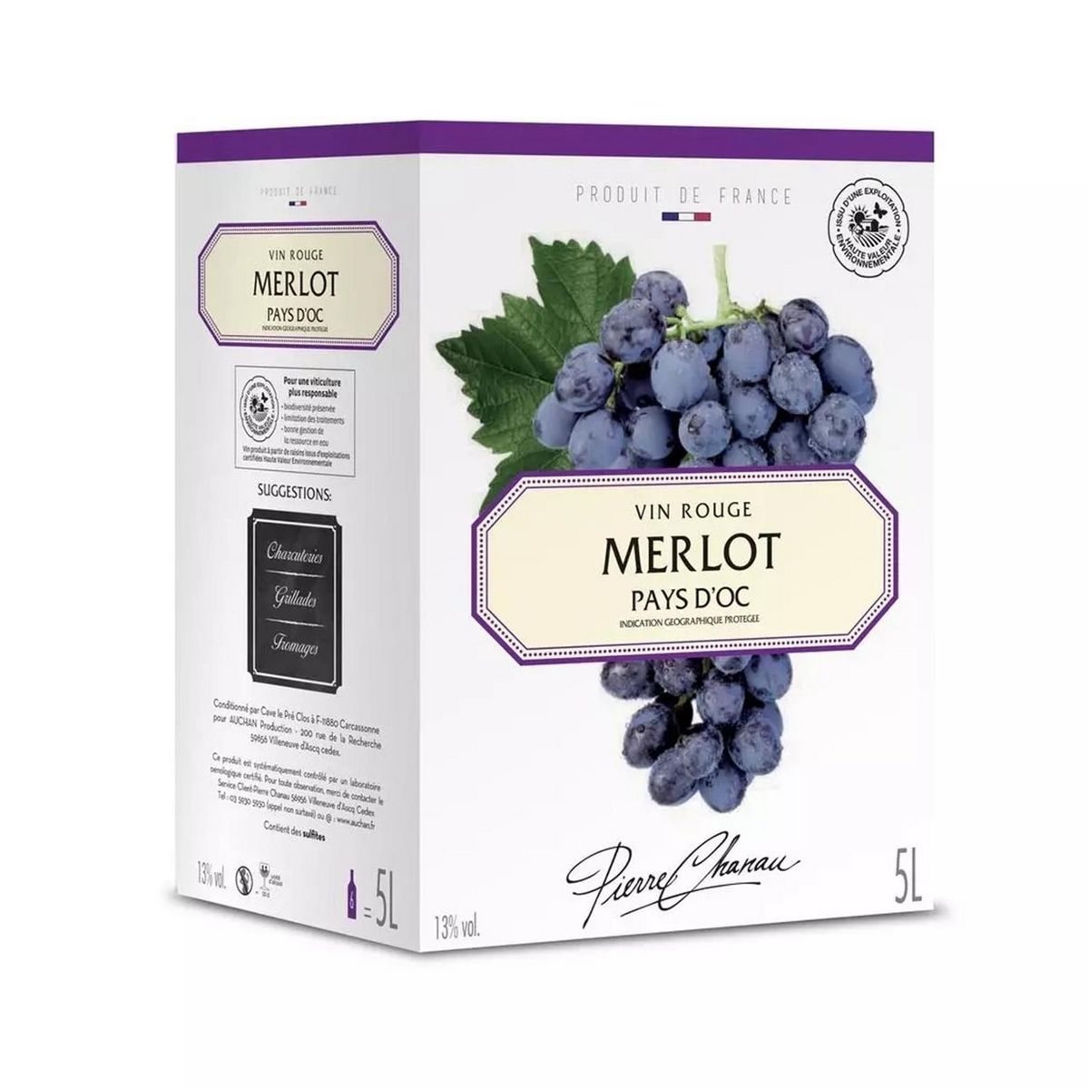 PIERRE CHANAU IGP Pays-d'Oc merlot rouge BIB / CUBI 5L