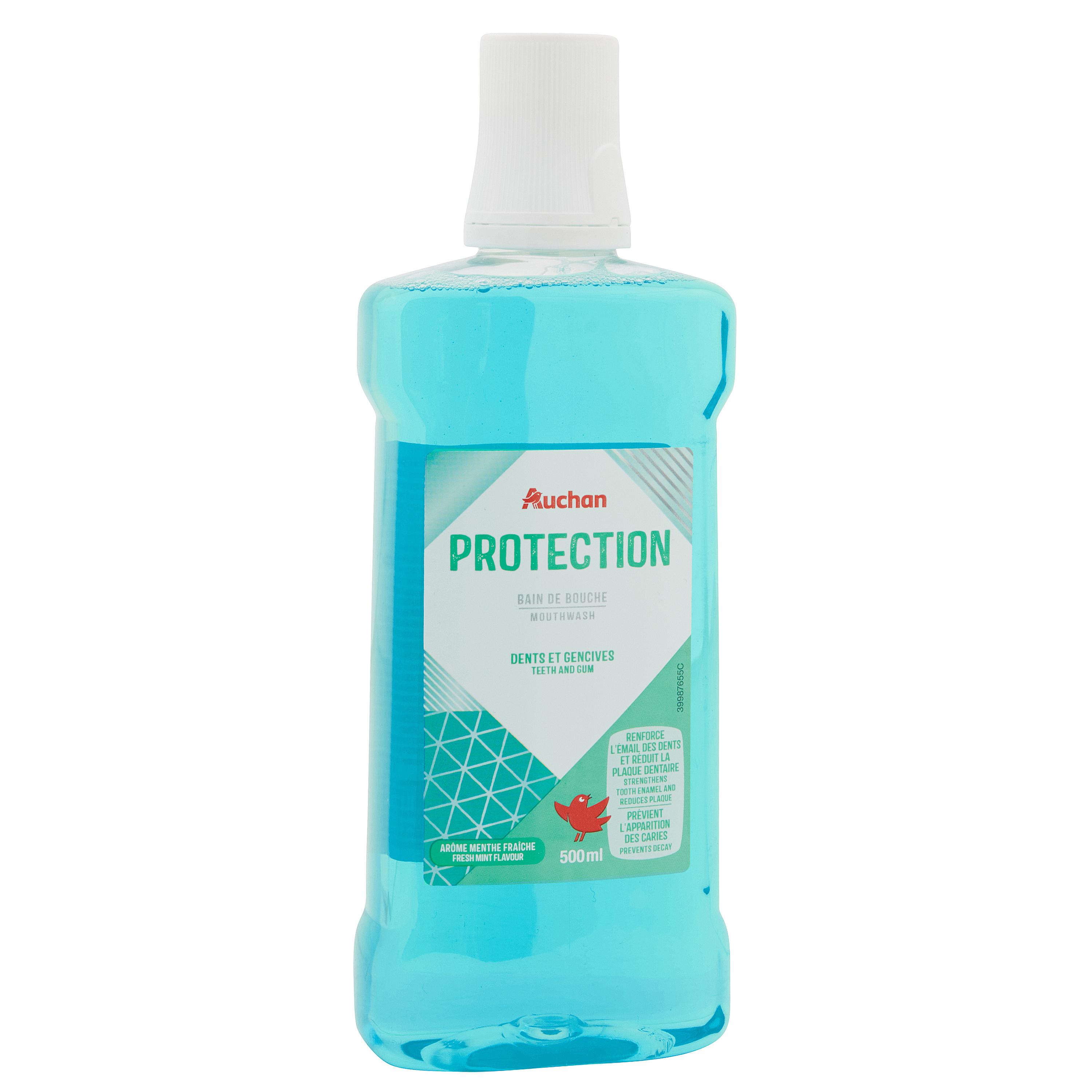 Voir la diapositive 2 : AUCHAN Bain de bouche protection dents et gencives 500ml