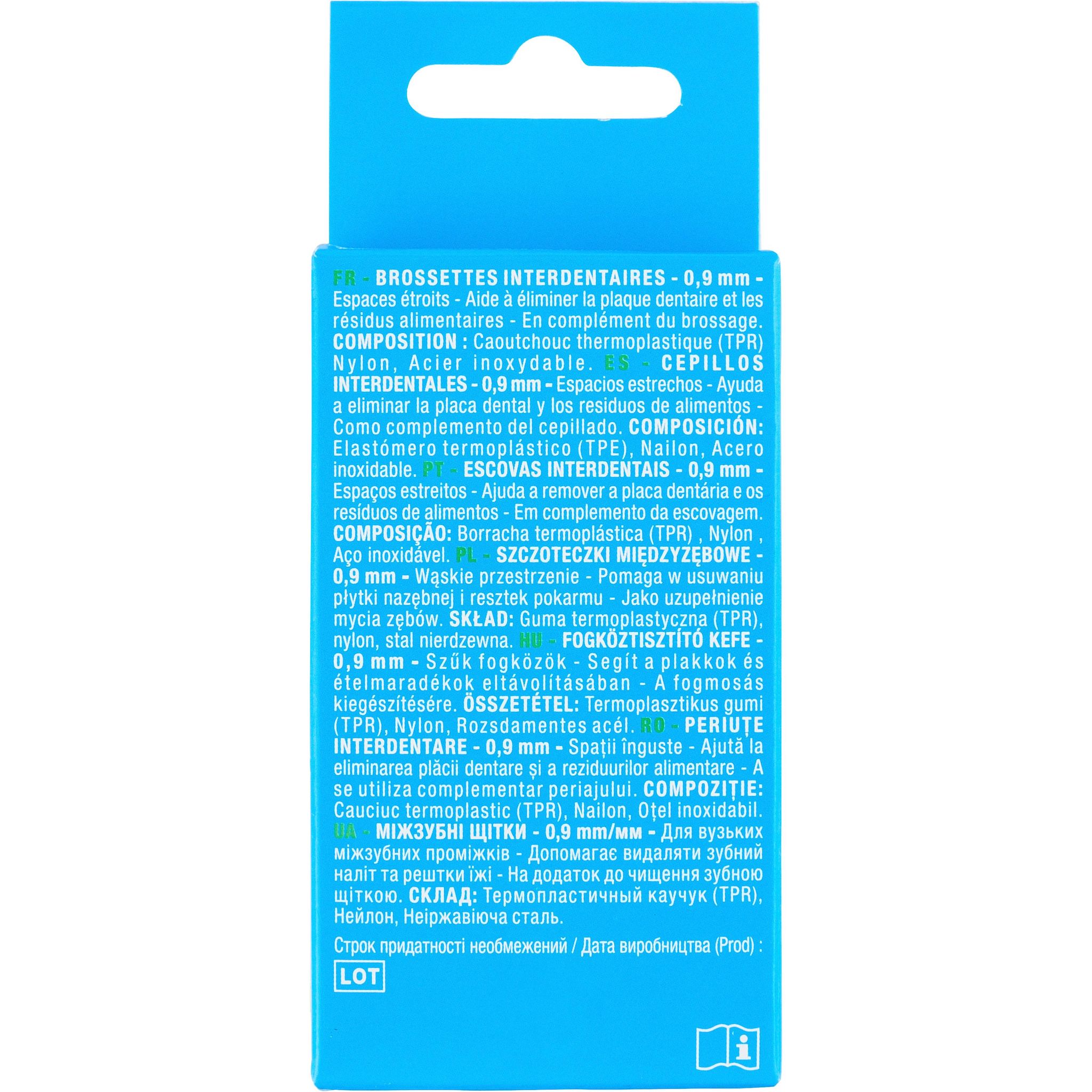 Voir la diapositive 2 : AUCHAN Brossettes interdentaires 0,9mm 5 brossettes