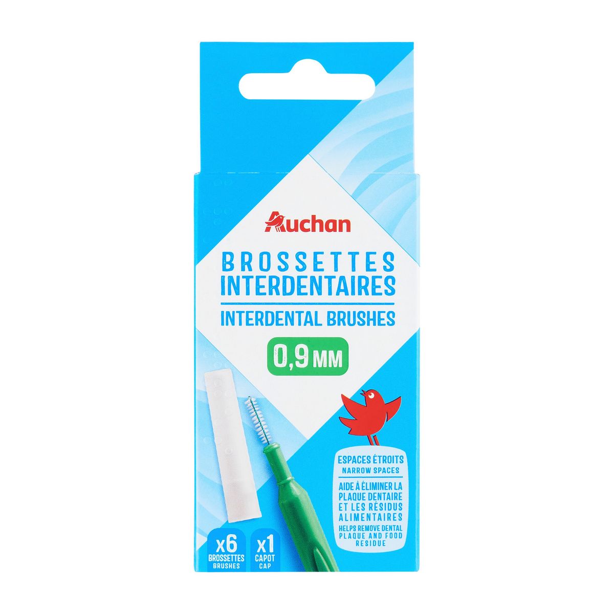 AUCHAN Brossettes interdentaires 0,9mm 5 brossettes