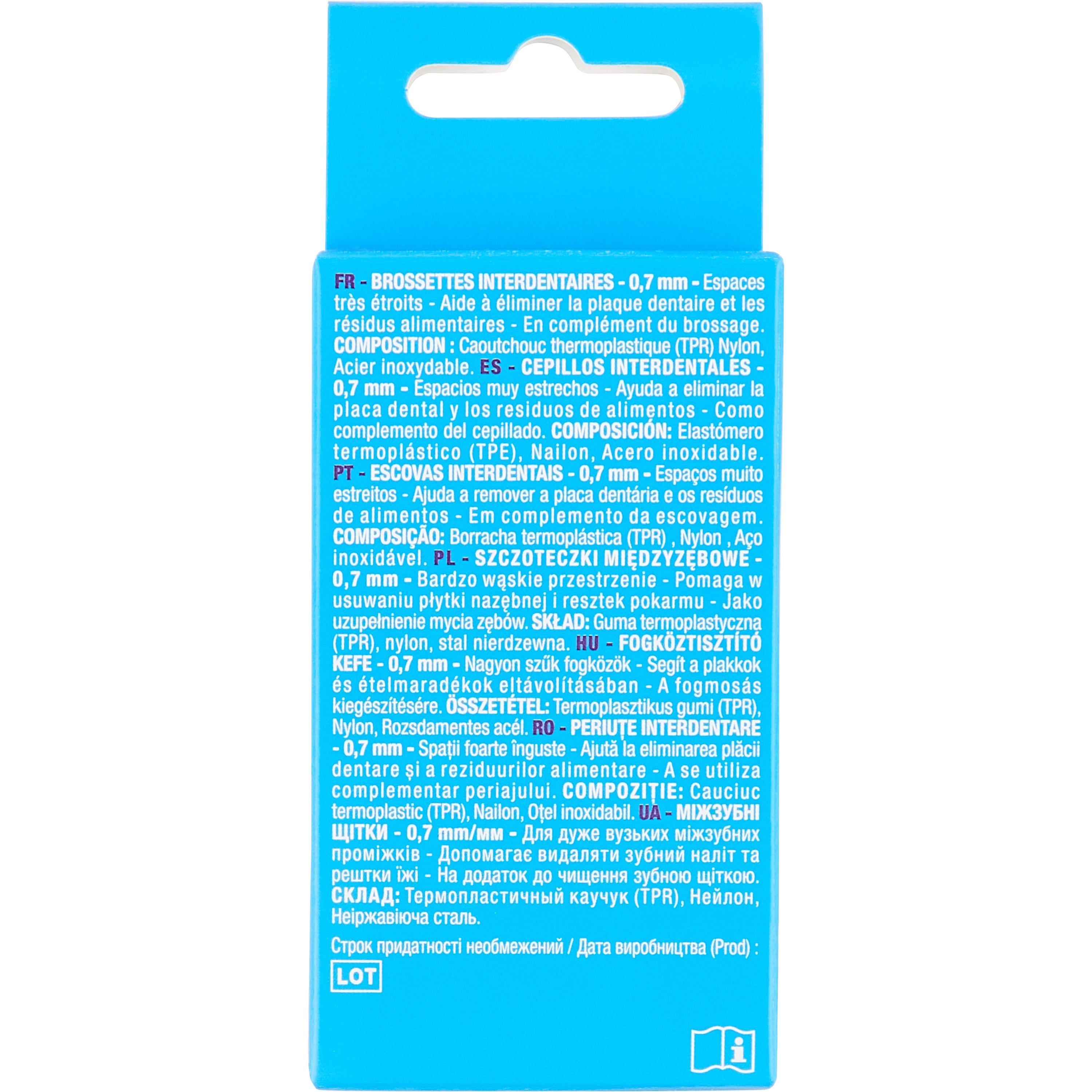 Voir la diapositive 2 : AUCHAN Brossettes interdentaires 0,7mm 5 brossettes